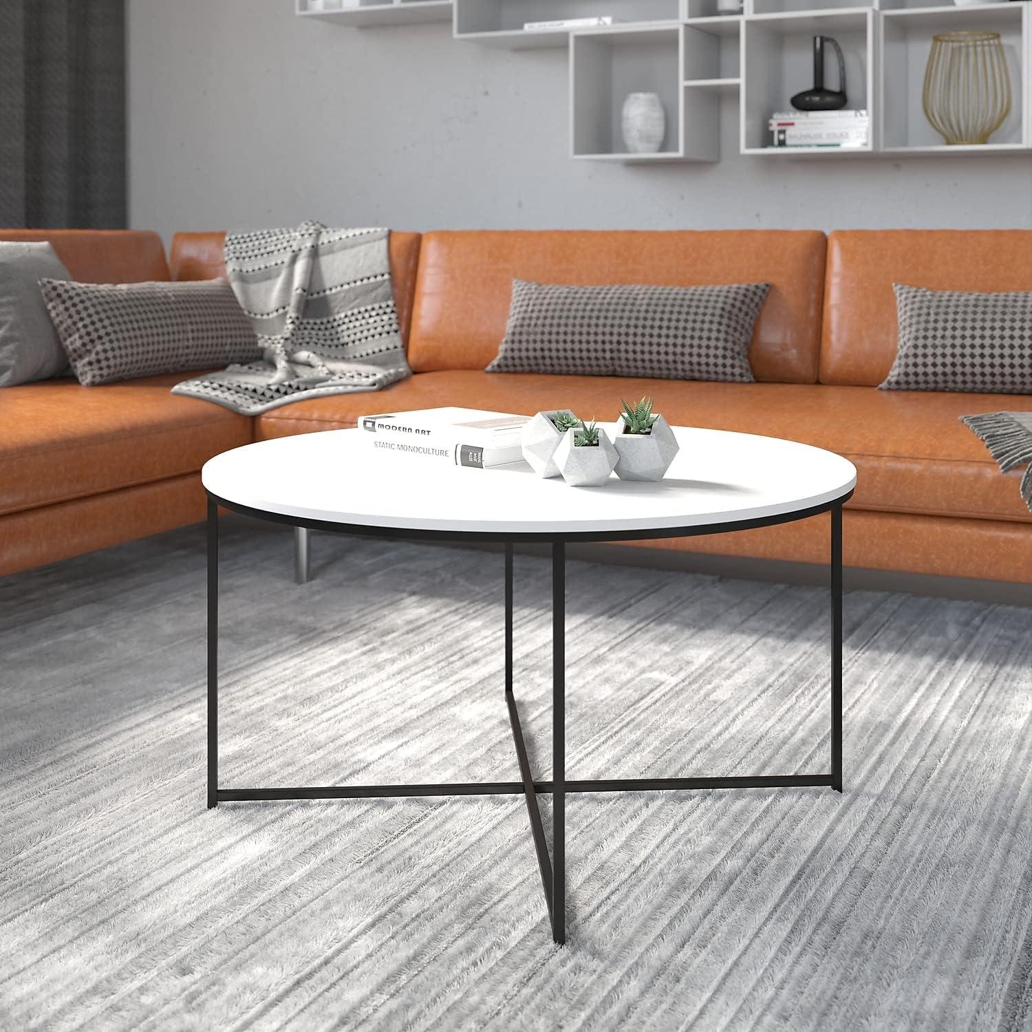 Flash Furniture Hampstead Collection Coffee Table - Modern Laminate Accent Table with Crisscross Frame