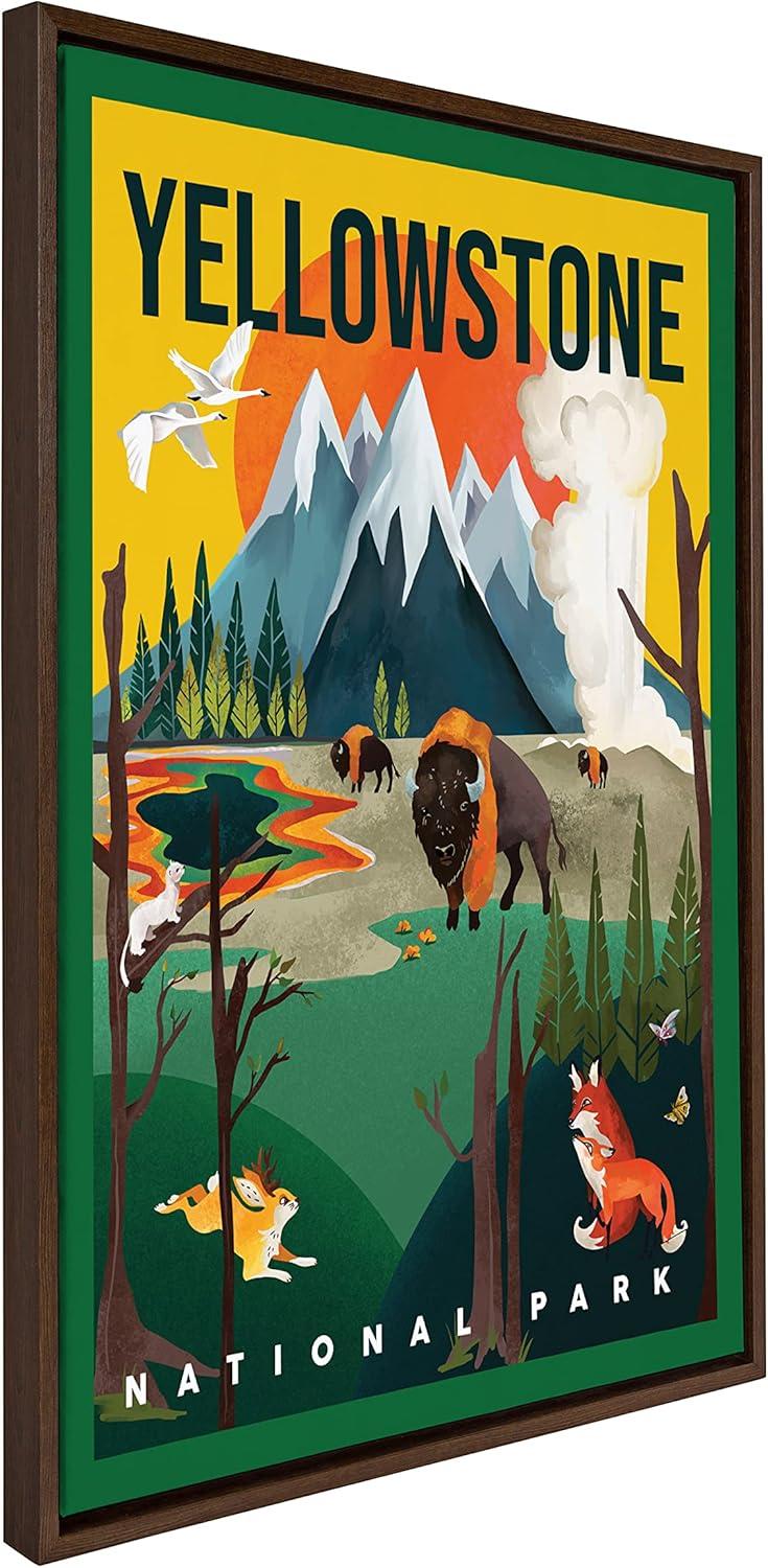 23" x 33" Sylvie Yellowstone Park Framed Canvas by The Whiskey Ginger Brown - Kate & Laurel All Things Decor