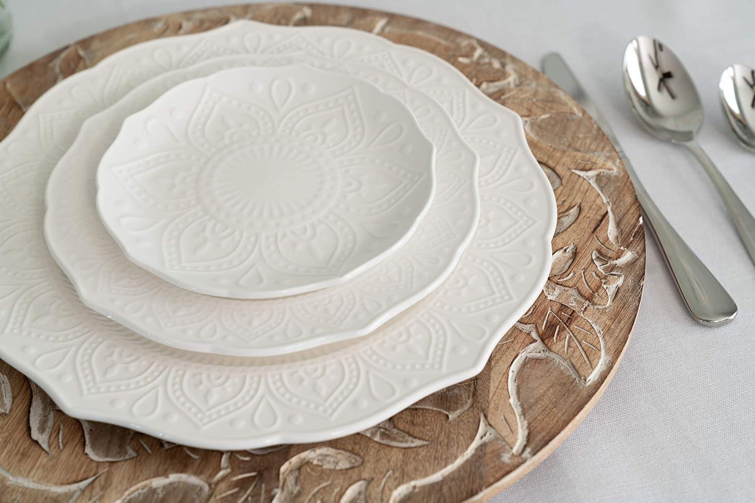 10 Strawberry Street Dahlia Porcelain 6" Bread & Butter Plate, Set of 6, White