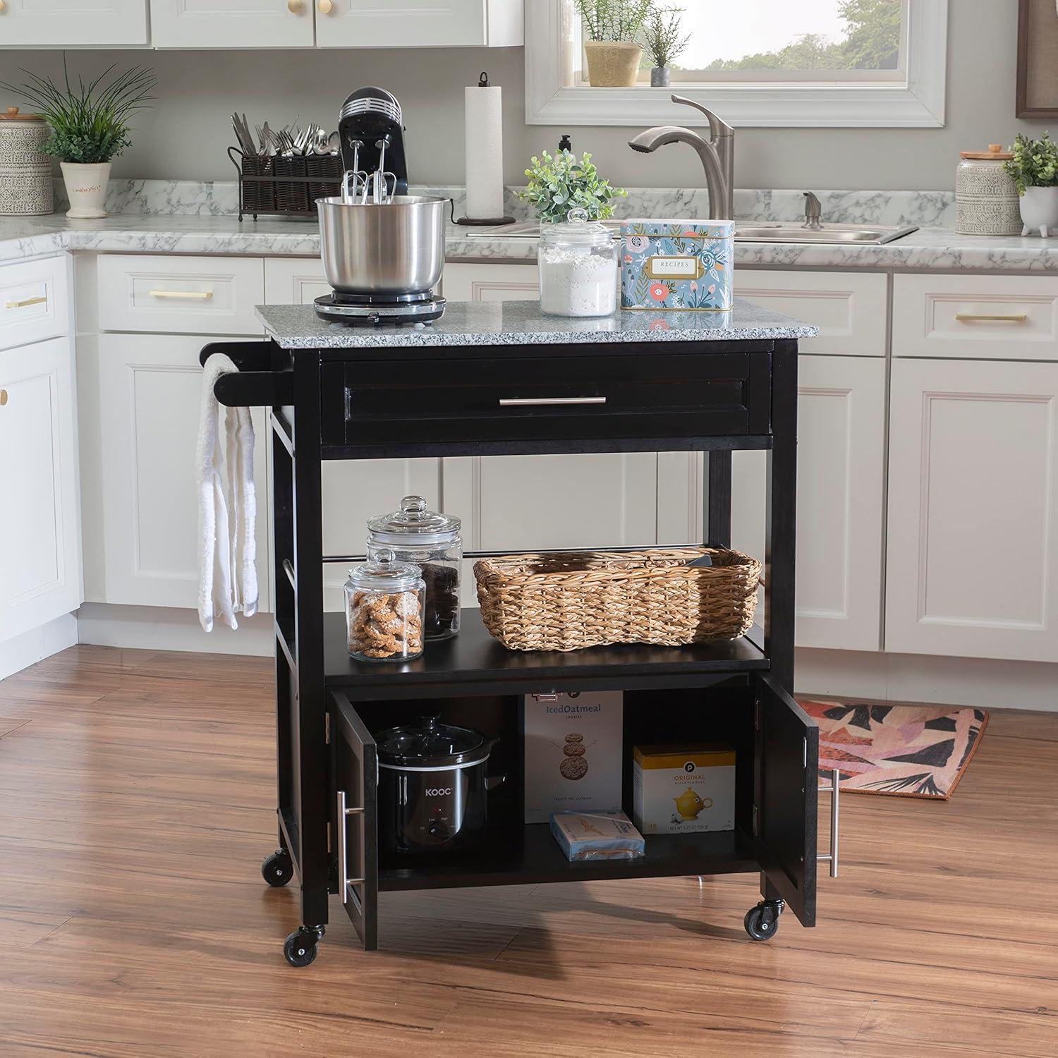 Cameron Kitchen Cart with Granite Top - Linon