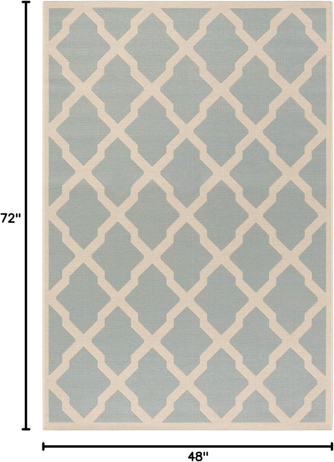 Beach House BHS122 Power Loomed Indoor/Outdoor Area Rug - Aqua/Cream - 4'x6' - Safavieh