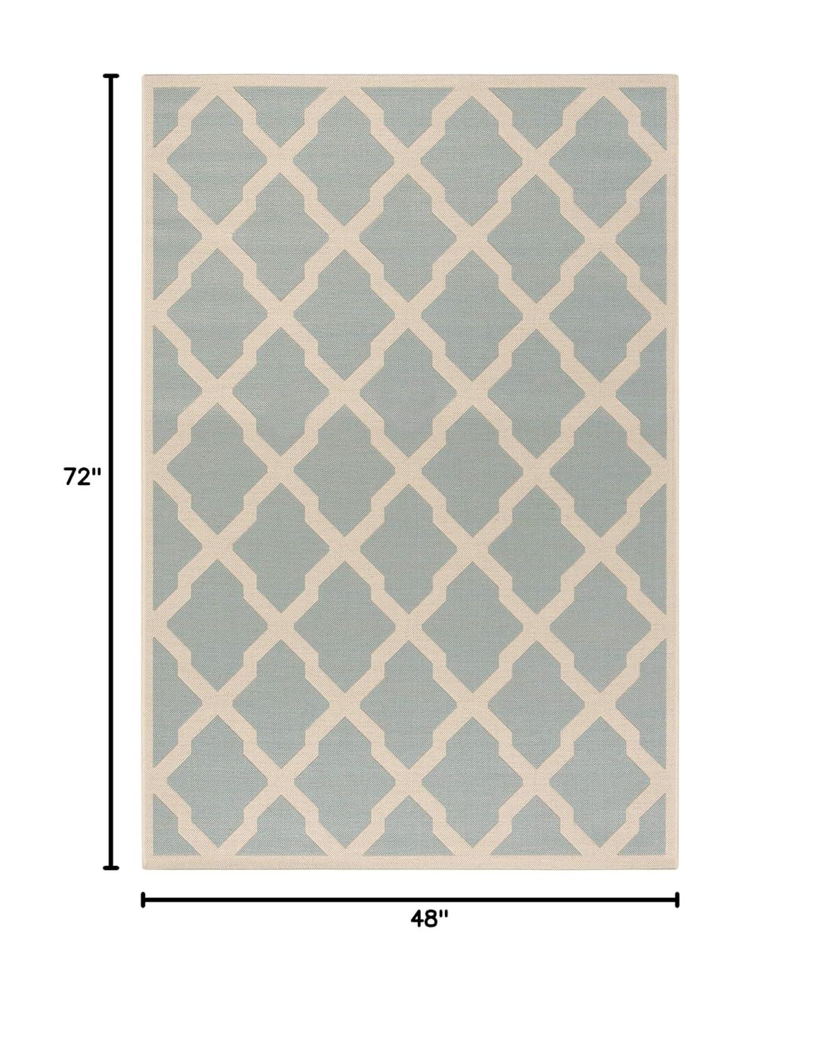 Beach House BHS122 Power Loomed Indoor/Outdoor Area Rug - Aqua/Cream - 4'x6' - Safavieh