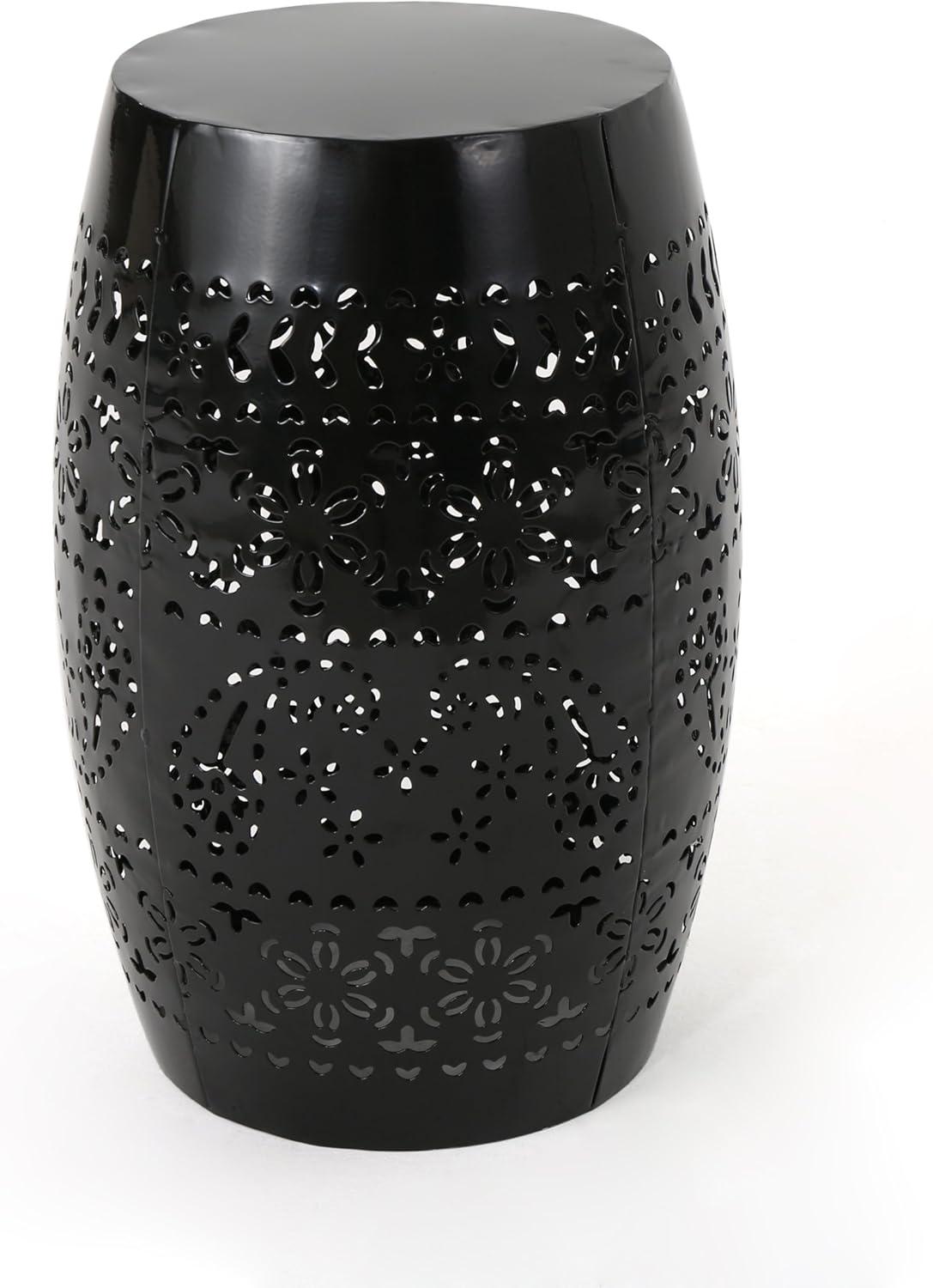 Christopher Knight Home Ruby Indoor/Outdoor Iron Lace Cut 12 Inch Side Table, Black