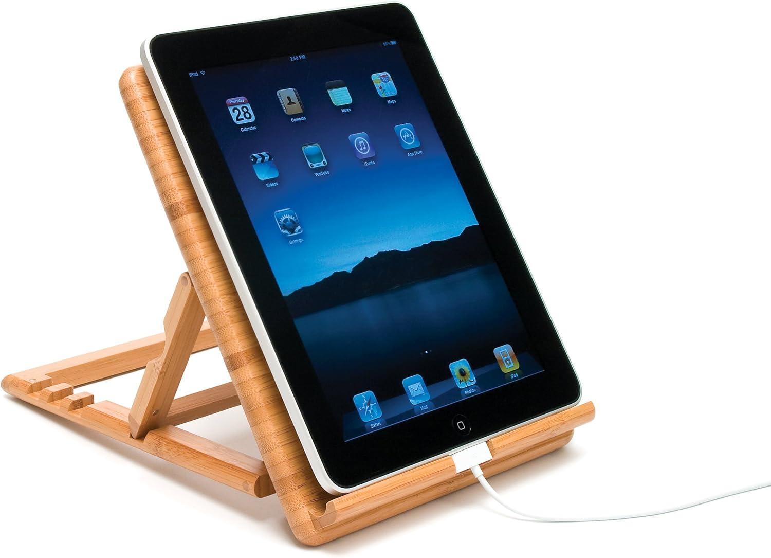 Adjustable Natural Bamboo Expandable Tablet Stand