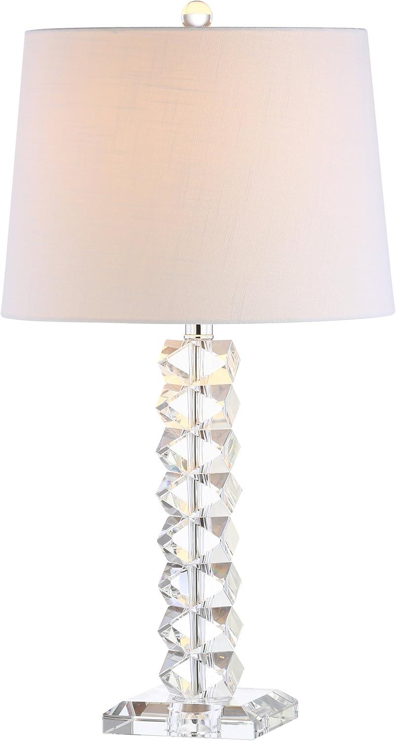 Julia 25.5" Clear Crystal LED Table Lamp with White Shade