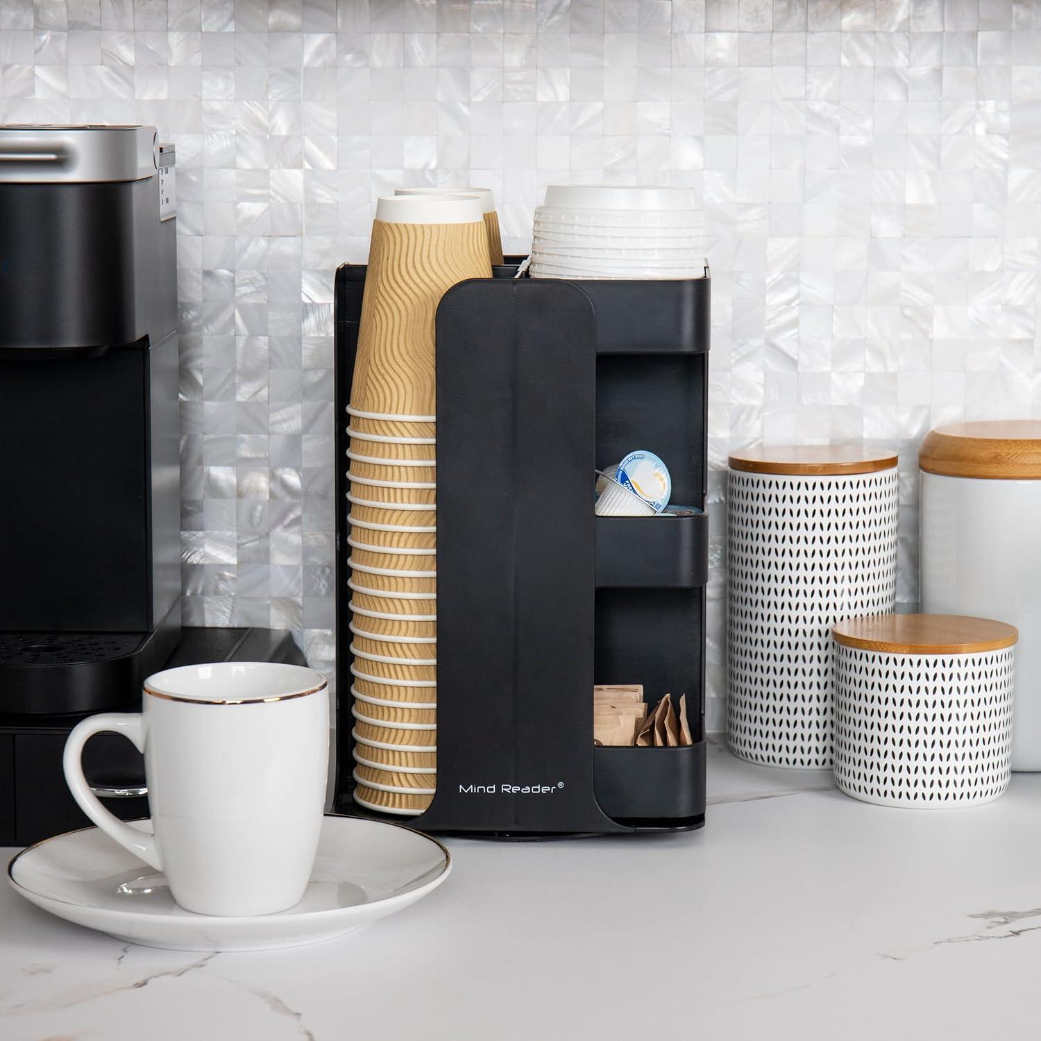 Mind Reader Mind Reader Cup Condiment Carousel, Countertop Organizer, Coffee Bar Accessories, Kitchen, Stirrers, 8"L x 8"W x 12"H