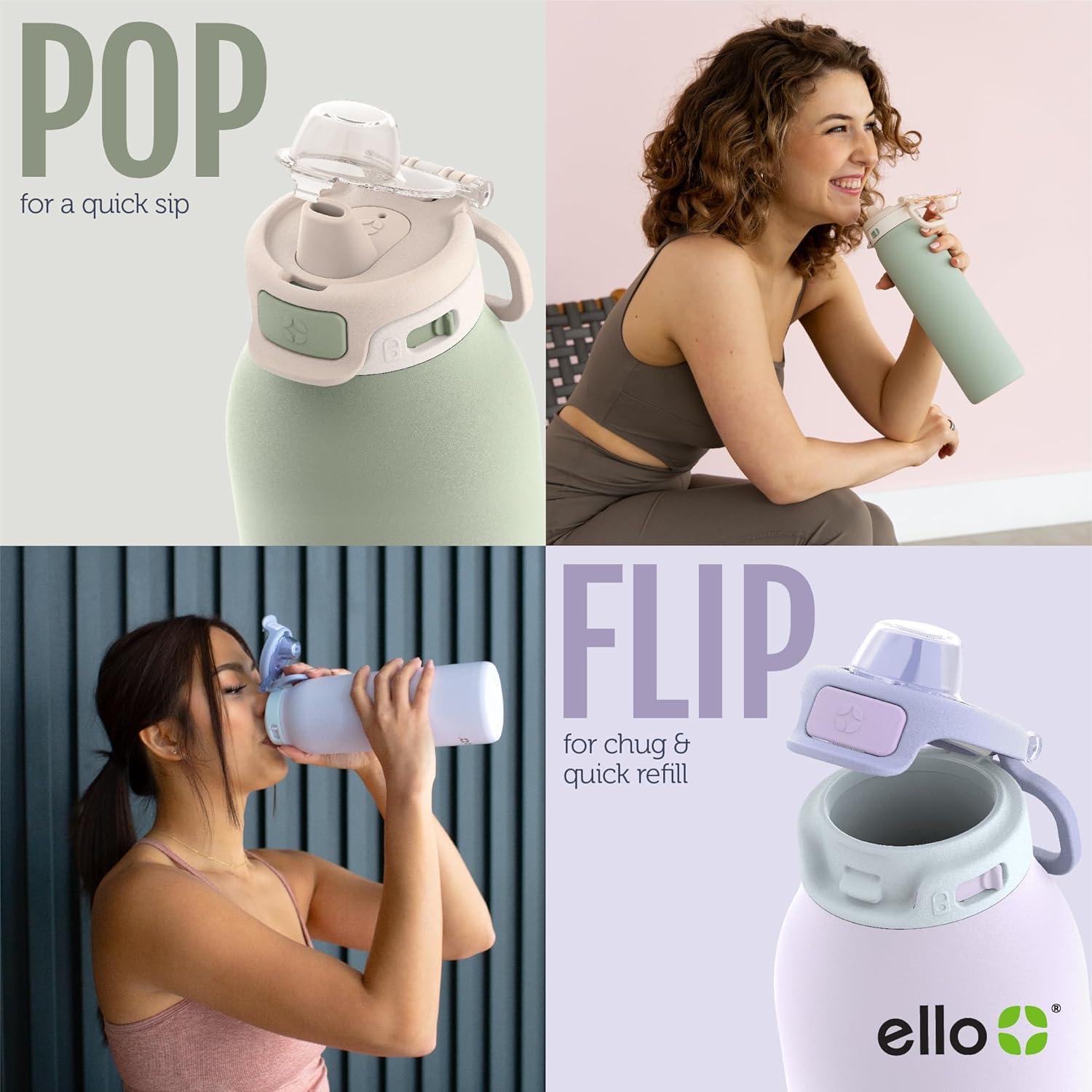 Ello Pop and Fill 22oz Stainless Steel Water Bottle Peach
