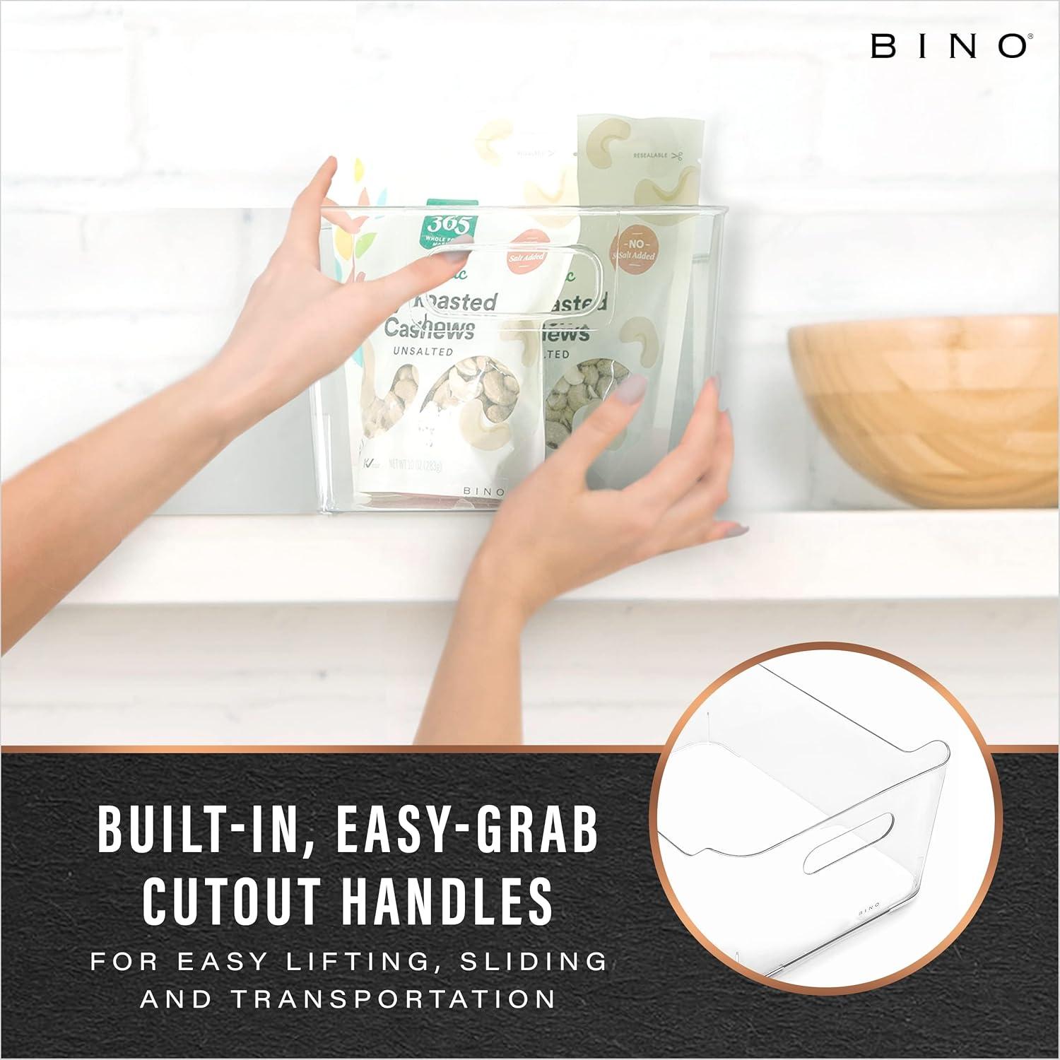 BINO | Plastic Organizer Bins, Small - 4 Pack | THE SOHO COLLECTION | Multi-Use Organizer Bins | Pantry Organizer & Freezer Organizer Bins | Plastic Storage Containers | Bins for Home & Kitchen Org