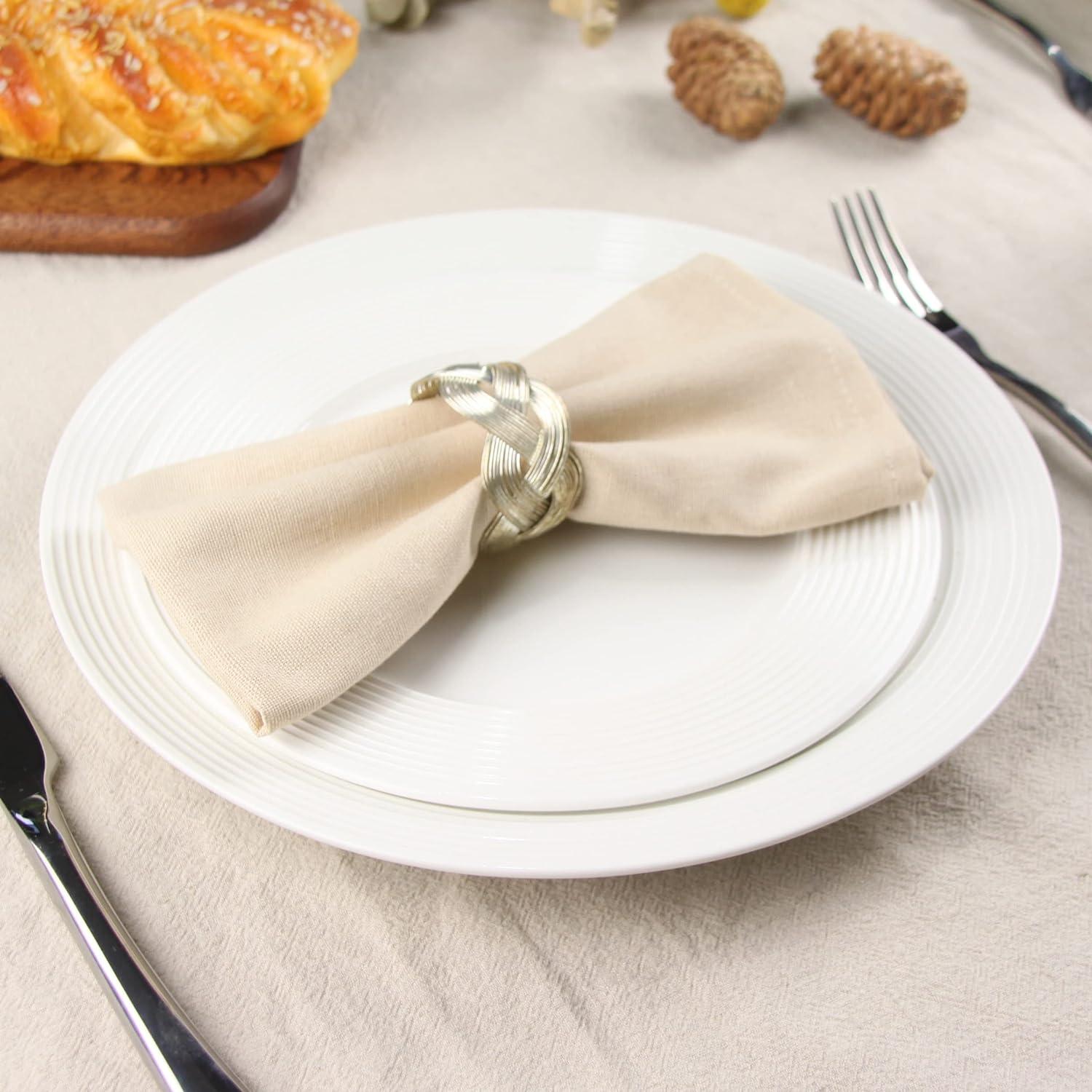 Solid Color Linen Cotton Thin Dinner Cloth Napkins Set of 12 (40 x 40 cm) for Events & Home Use