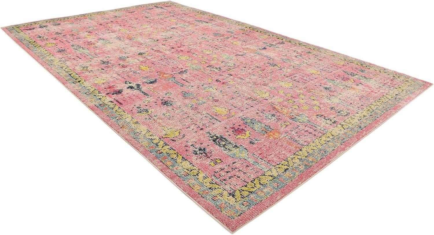 Unique Loom Monterey Distressed Contemporary Area Rugs, Pink/Yellow/Off-White, 10' 6 x 16' 5