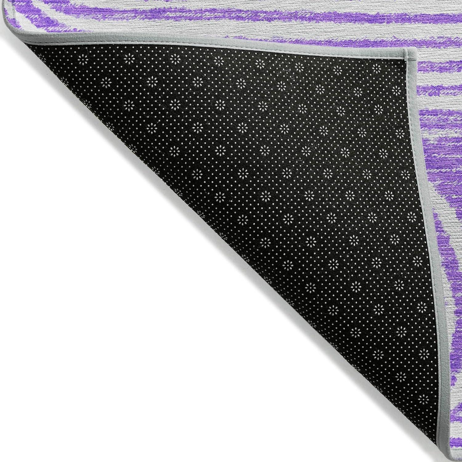 Purple Abstract Synthetic Reversible 3' x 5' Area Rug
