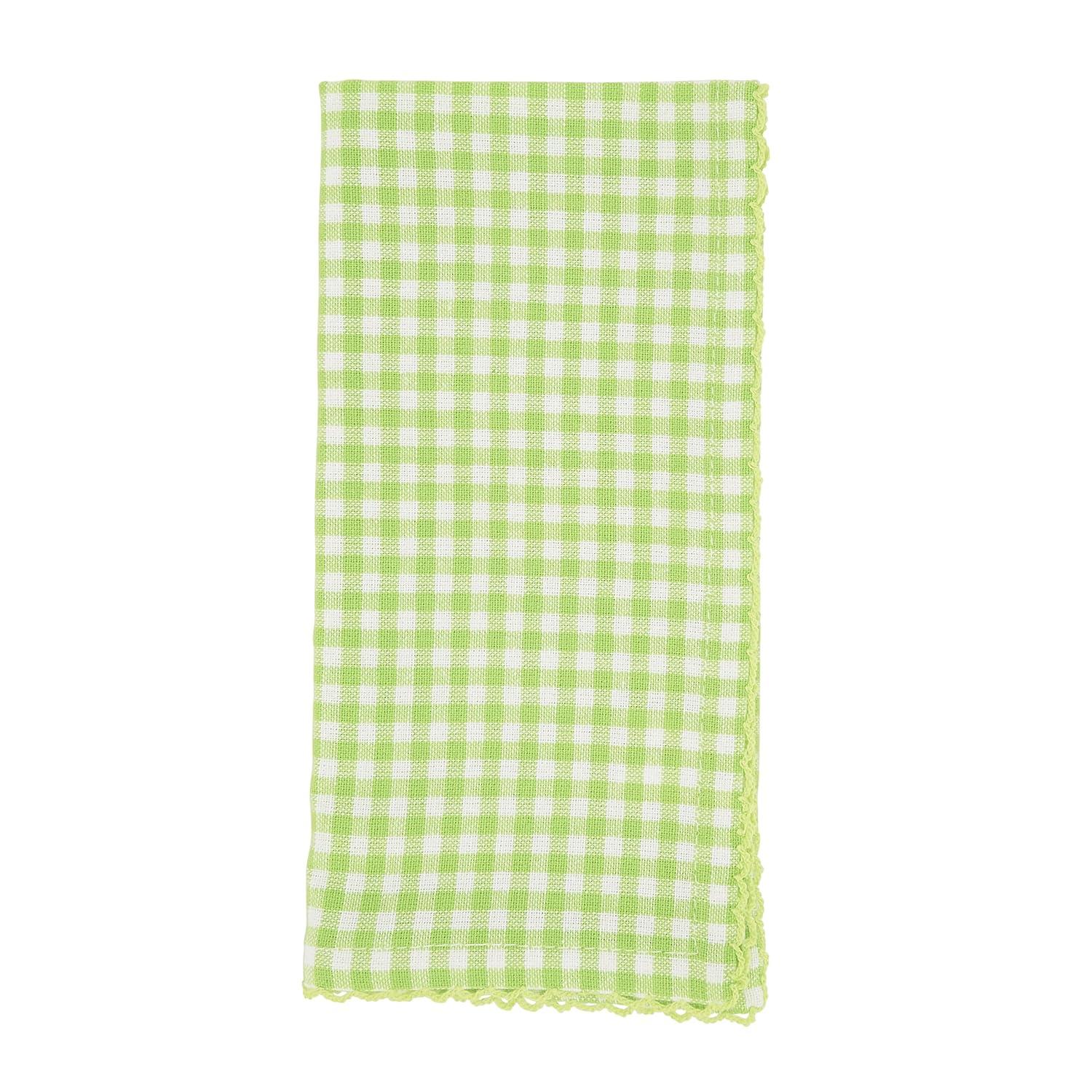 Saro Lifestyle Table Napkins With Gingham Design, Green, (Set of 4 pcs)