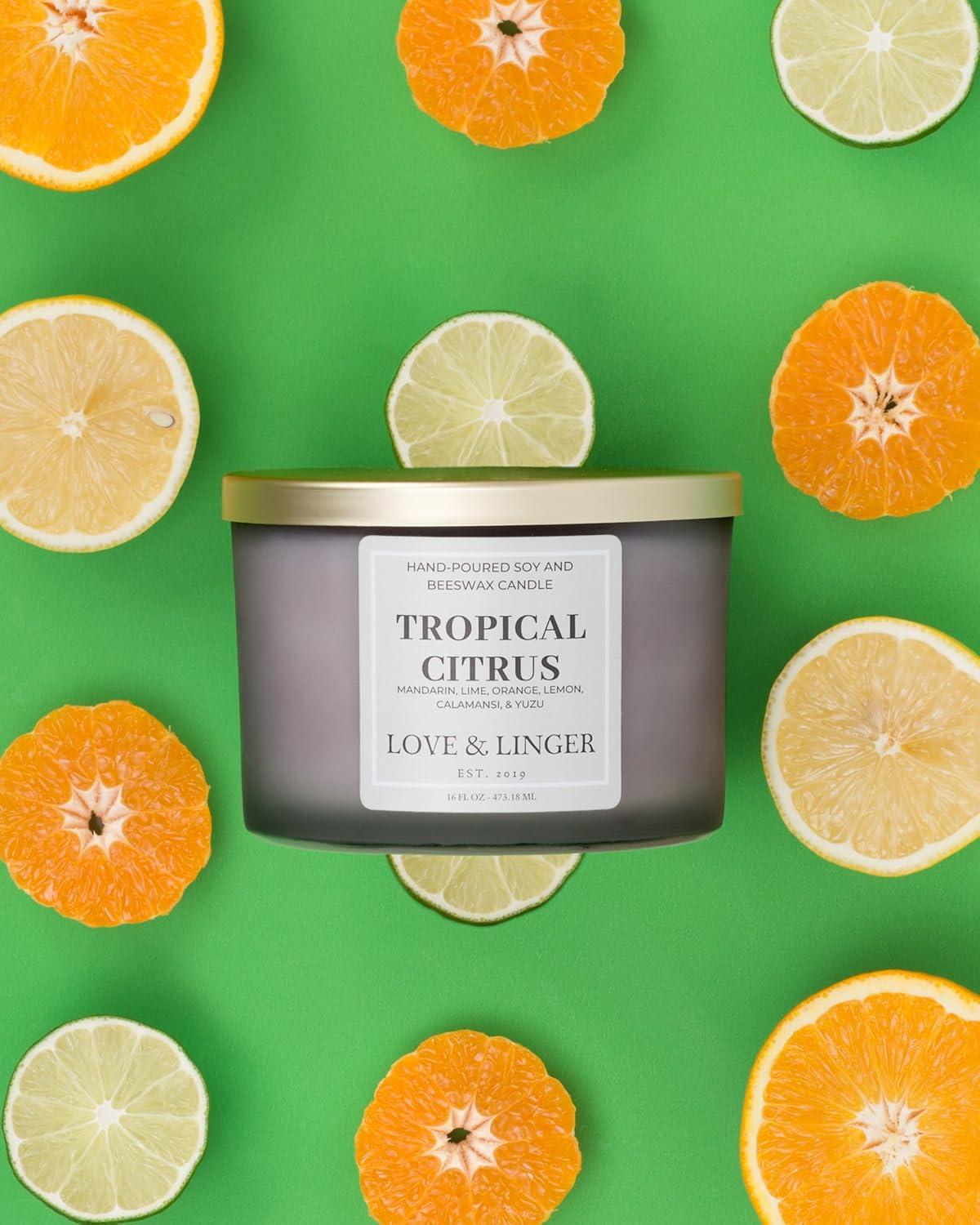 Tropical Citrus Frosted Grey Soy and Beeswax Candle