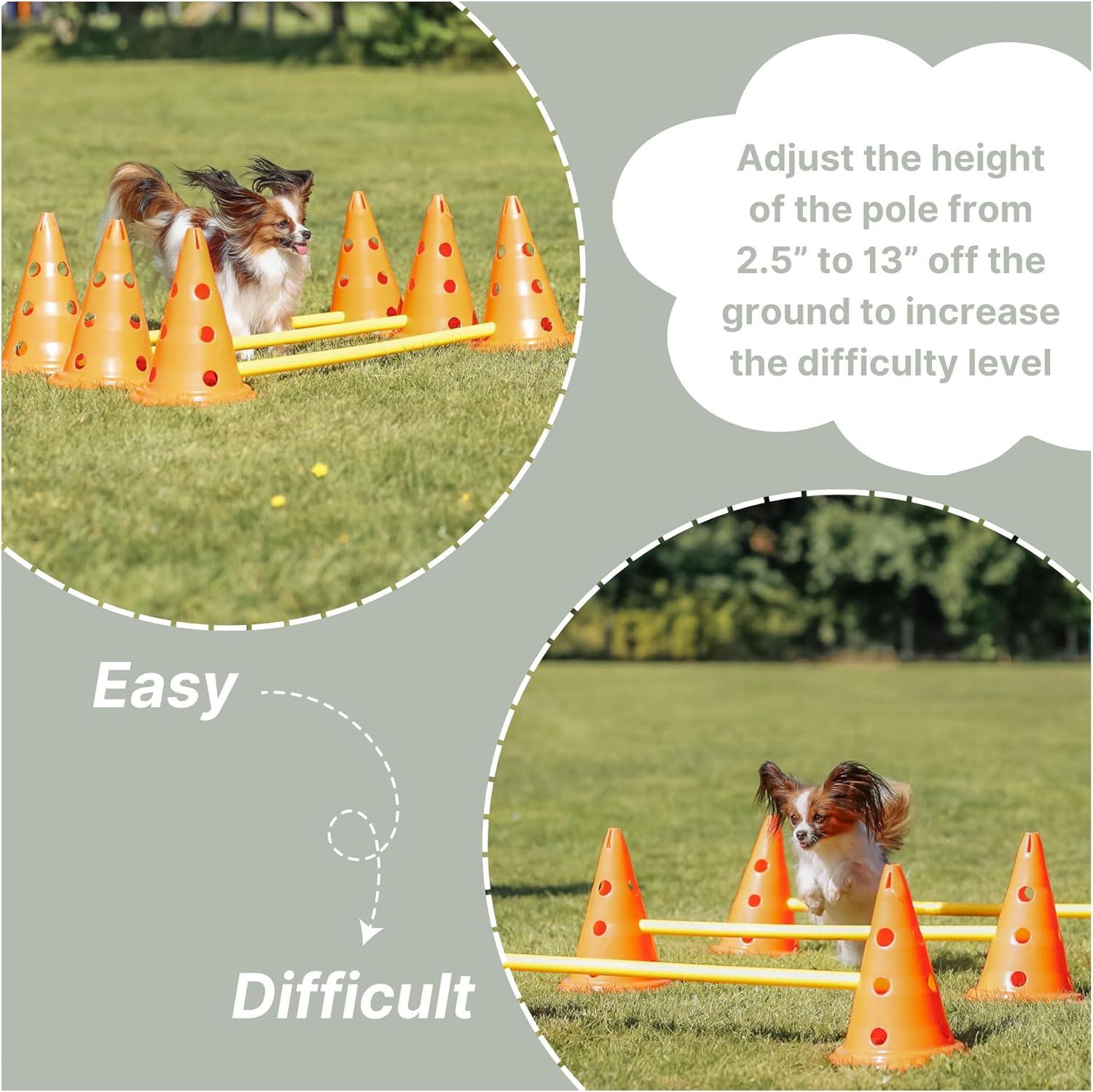 TRIXIE TRIXIE Dog Agility Hurdle Cone Set, Portable Canine Agility Training Set