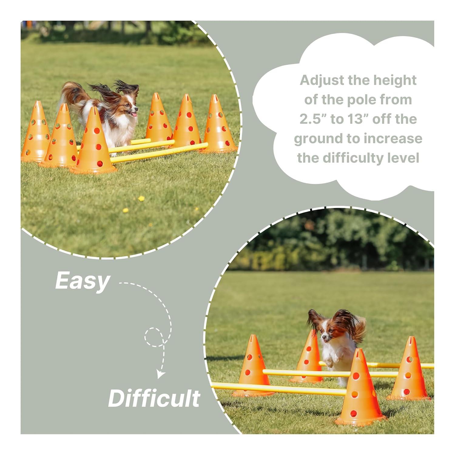 TRIXIE TRIXIE Dog Agility Hurdle Cone Set, Portable Canine Agility Training Set