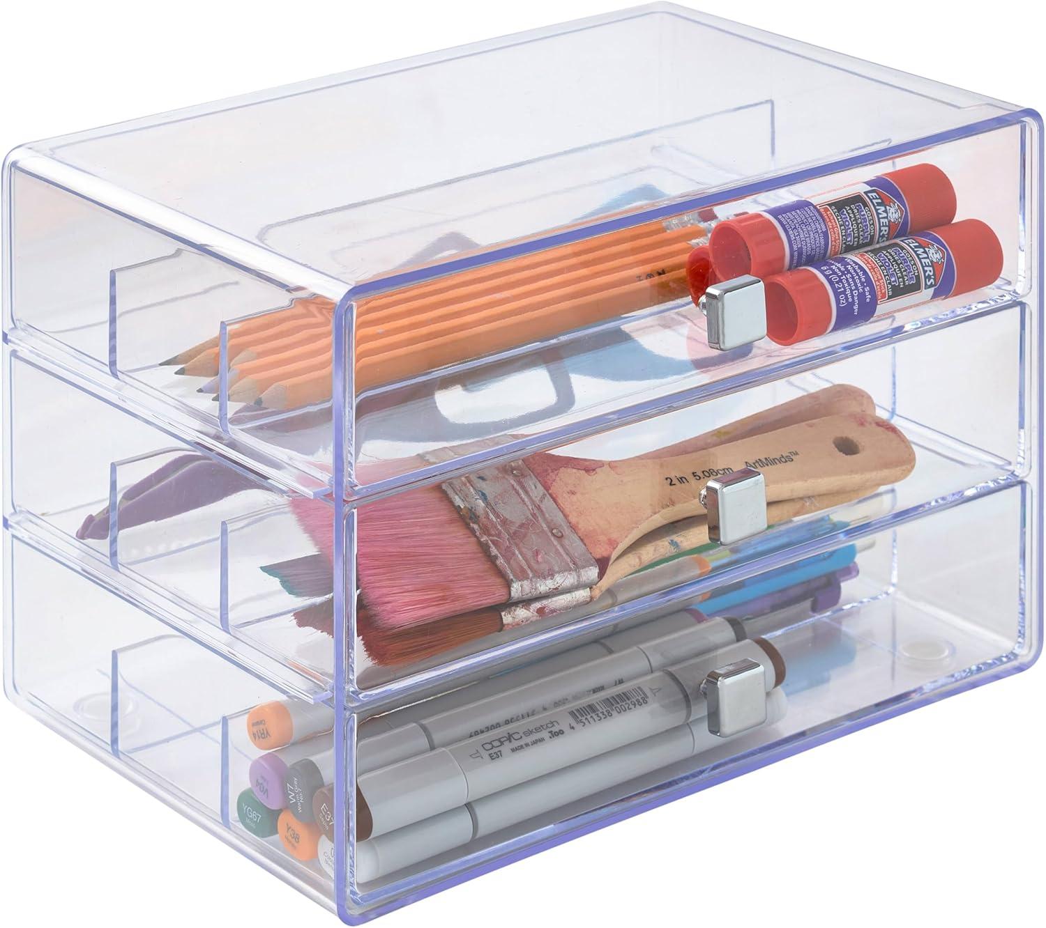 Three Drawer Washi Tape Storage Keeper by Simply Tidy - Organize Arts & Crafts - Embellishments - Washi Tape - Jewelry - Clear - 1 Pack