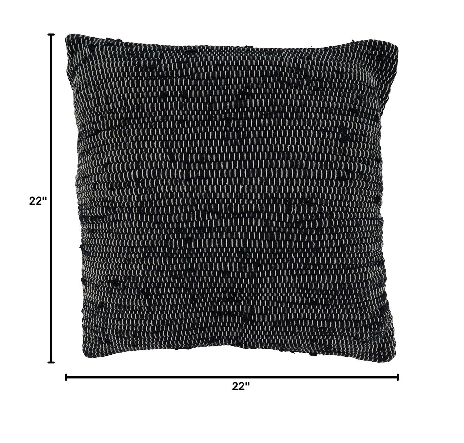 Saro Lifestyle Chindi Throw Pillow With Poly Filling, Black, 22" x 22"