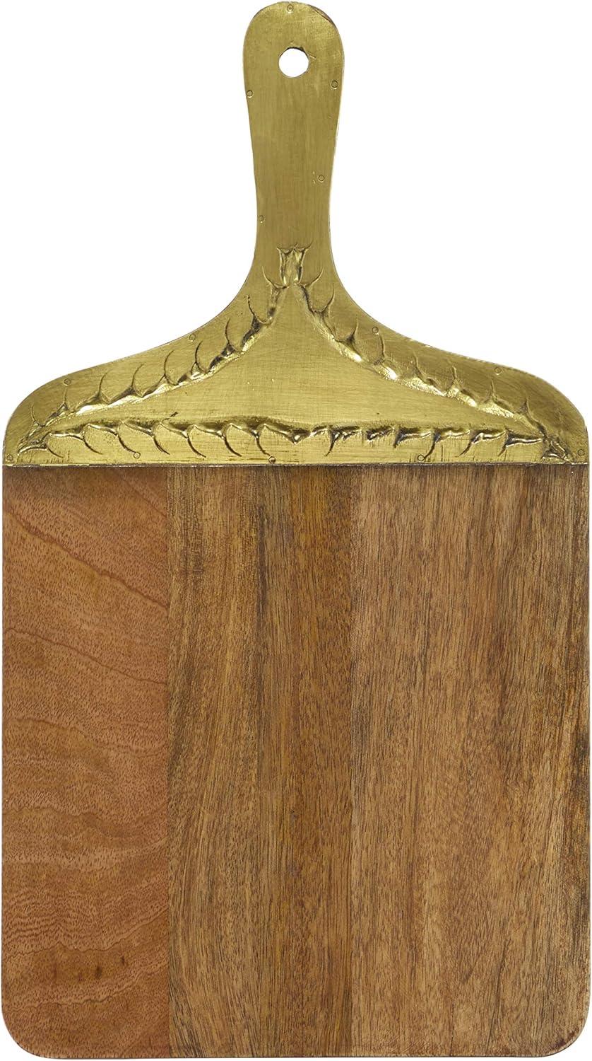 Brown Mango Wood Cutting Board with Brass Handle