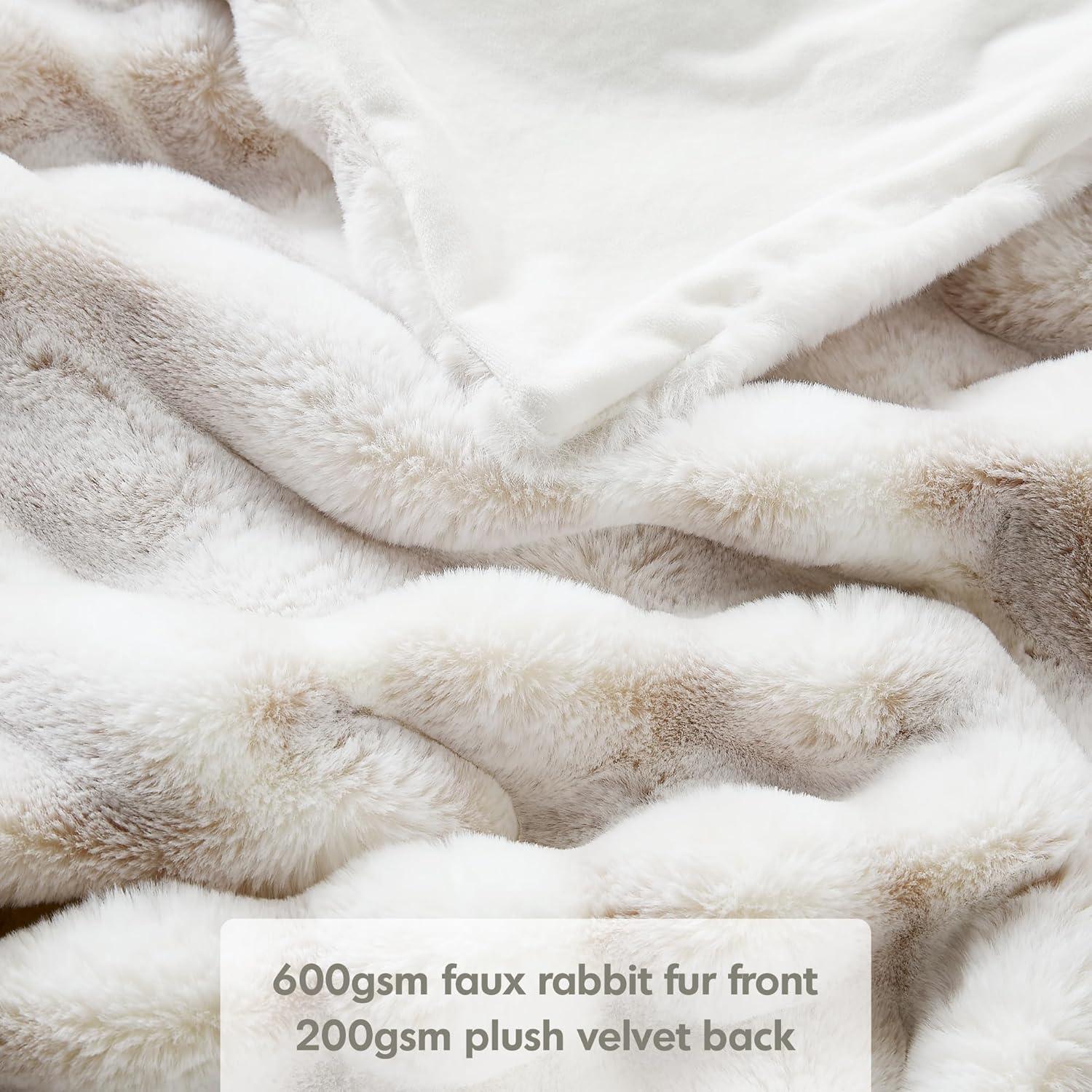 Frost Fox Faux Fur Plush Throw Blanket, 50"x60"