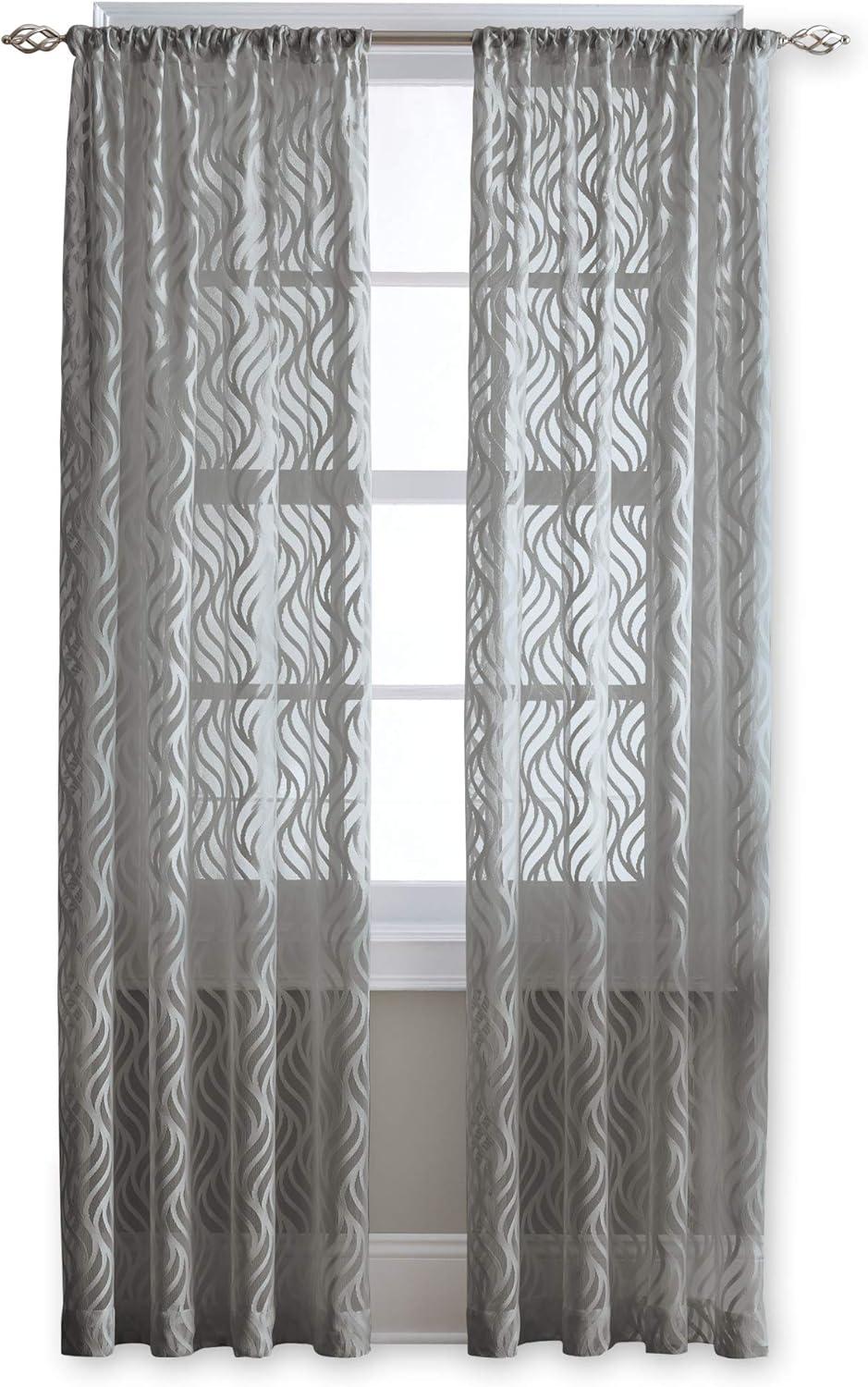 Lyric 84" Gray Sheer Rod Pocket Polyester Curtain Panel