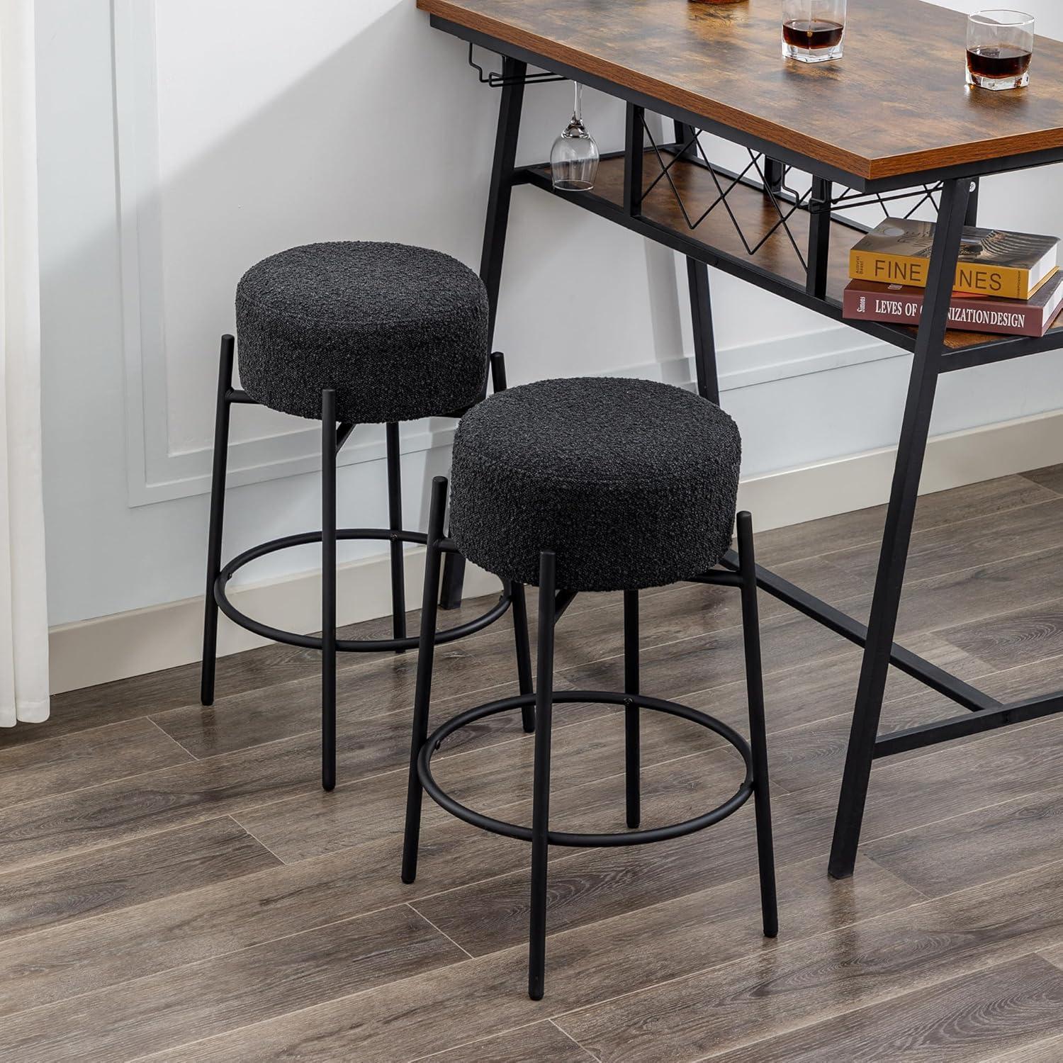 Amy Swivel Backless Boucle Upholstered 26.7"H Counter Stool with Steel Frame (Set of 2/3/4)