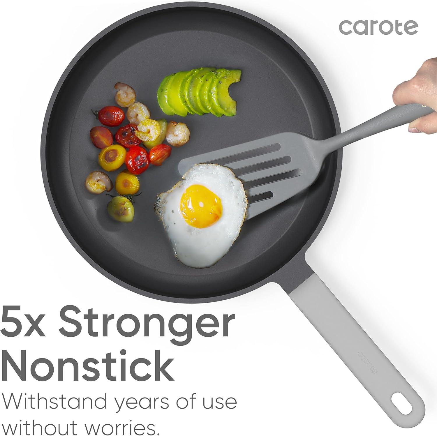 Carote 16 Pcs Nonstick Cookware Sets, Premium Pots and Pans Set, Easy to Clean, Grey and Gold