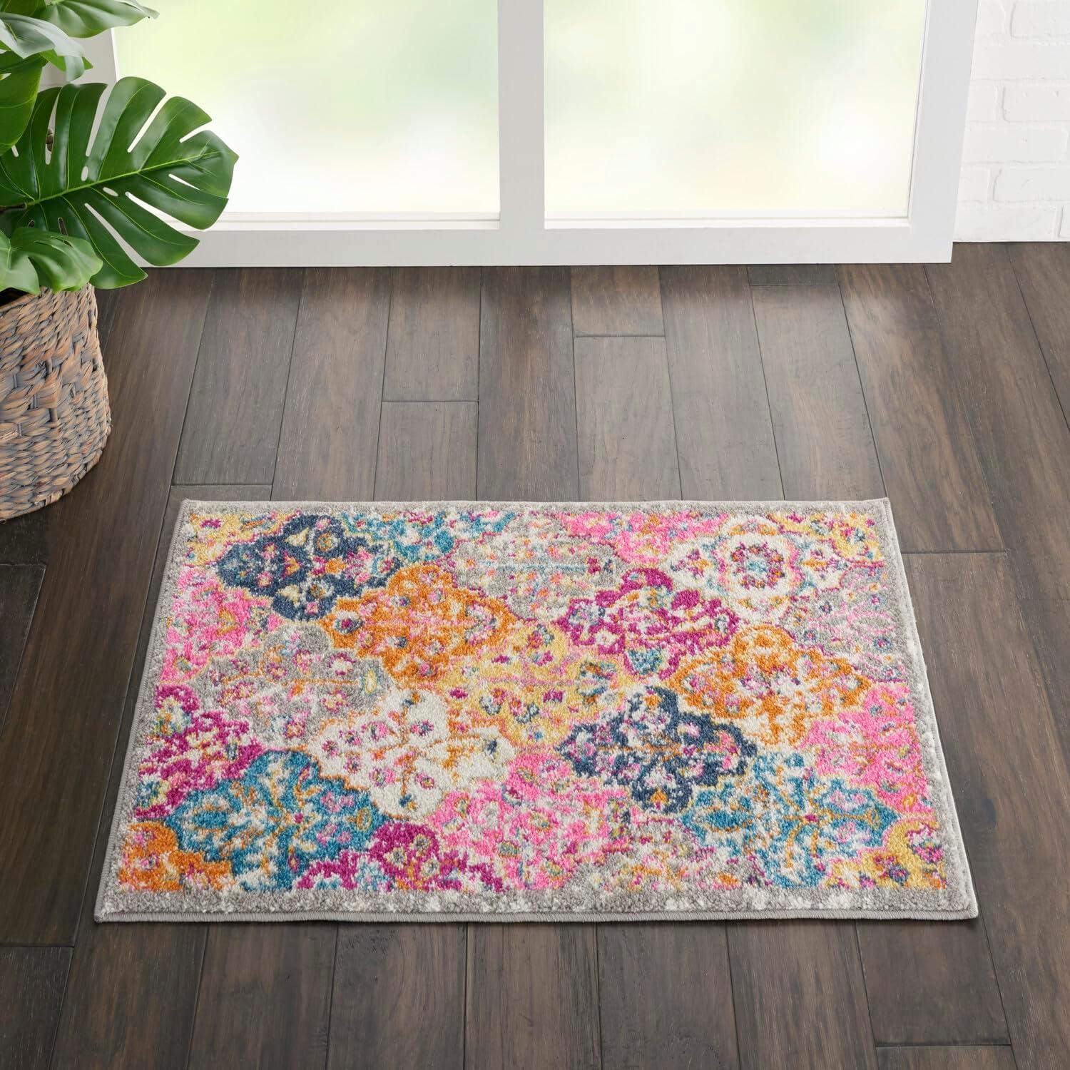 Multicolor Floral Tufted Synthetic Runner Rug, 2'2" x 7'6"