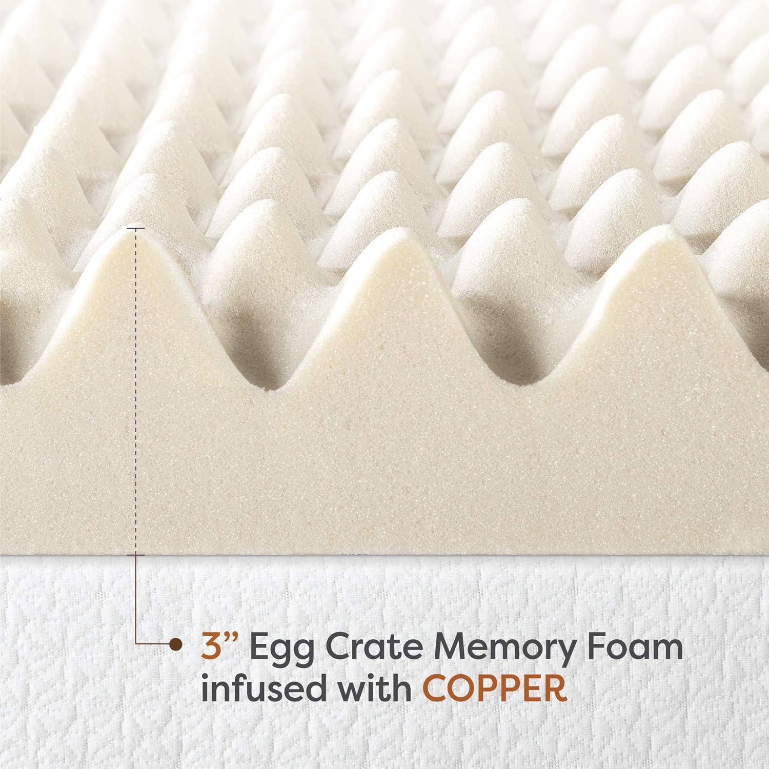 Twin Beige Egg Crate Memory Foam Mattress Topper