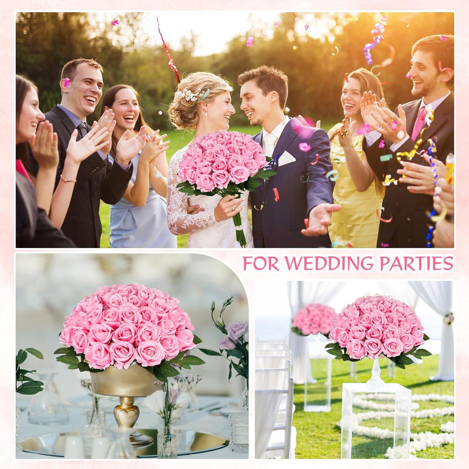 50 Pcs Artificial Rose Flower Realistic Silk Roses with Stem Bouquet of Flowers Plastic Flowers Real Looking Fake Roses for Home Wedding Centerpieces Party Decorations (Black)