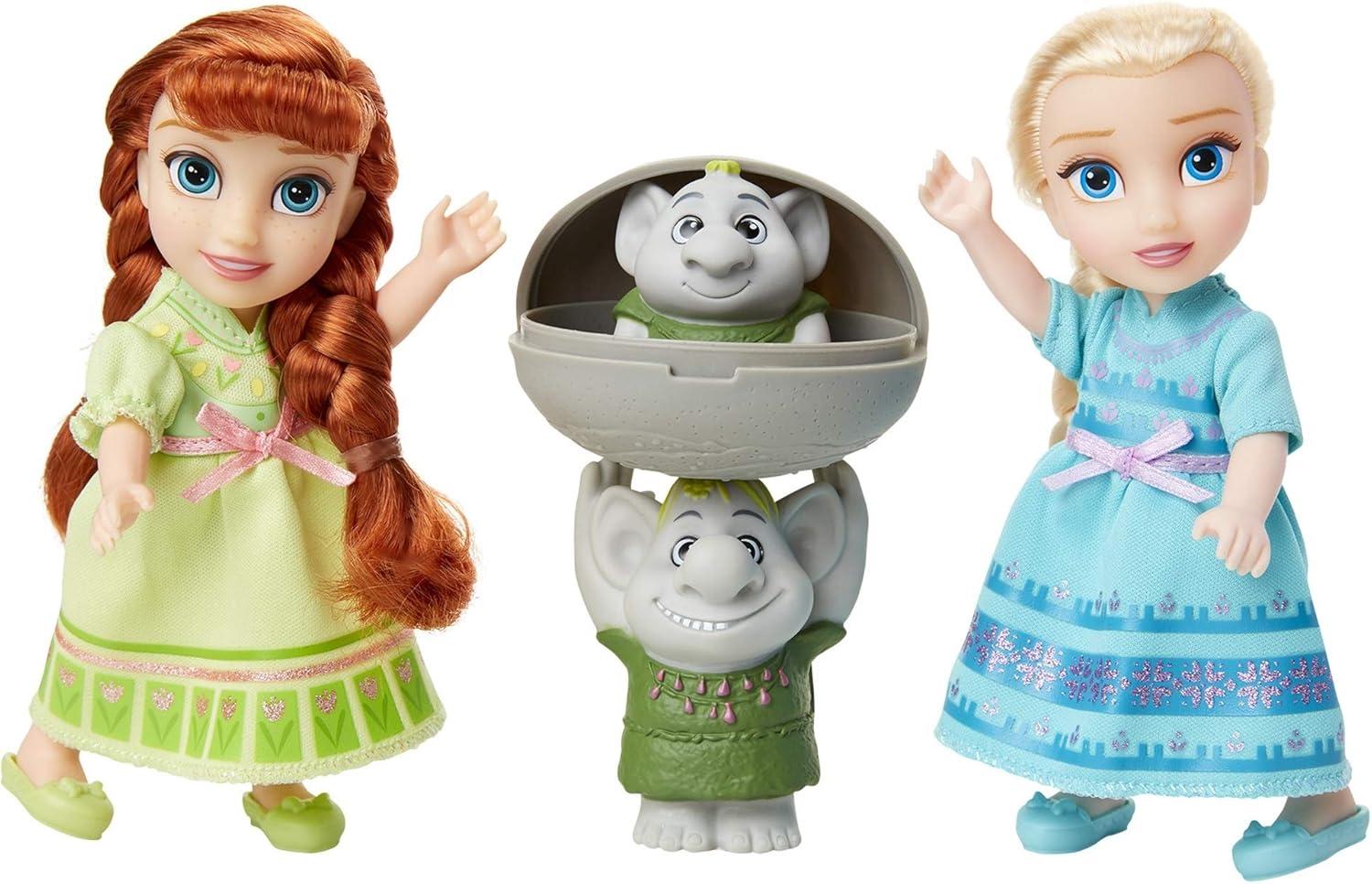 Disney Frozen Petite Princess Dolls with Troll Friends Gift Set