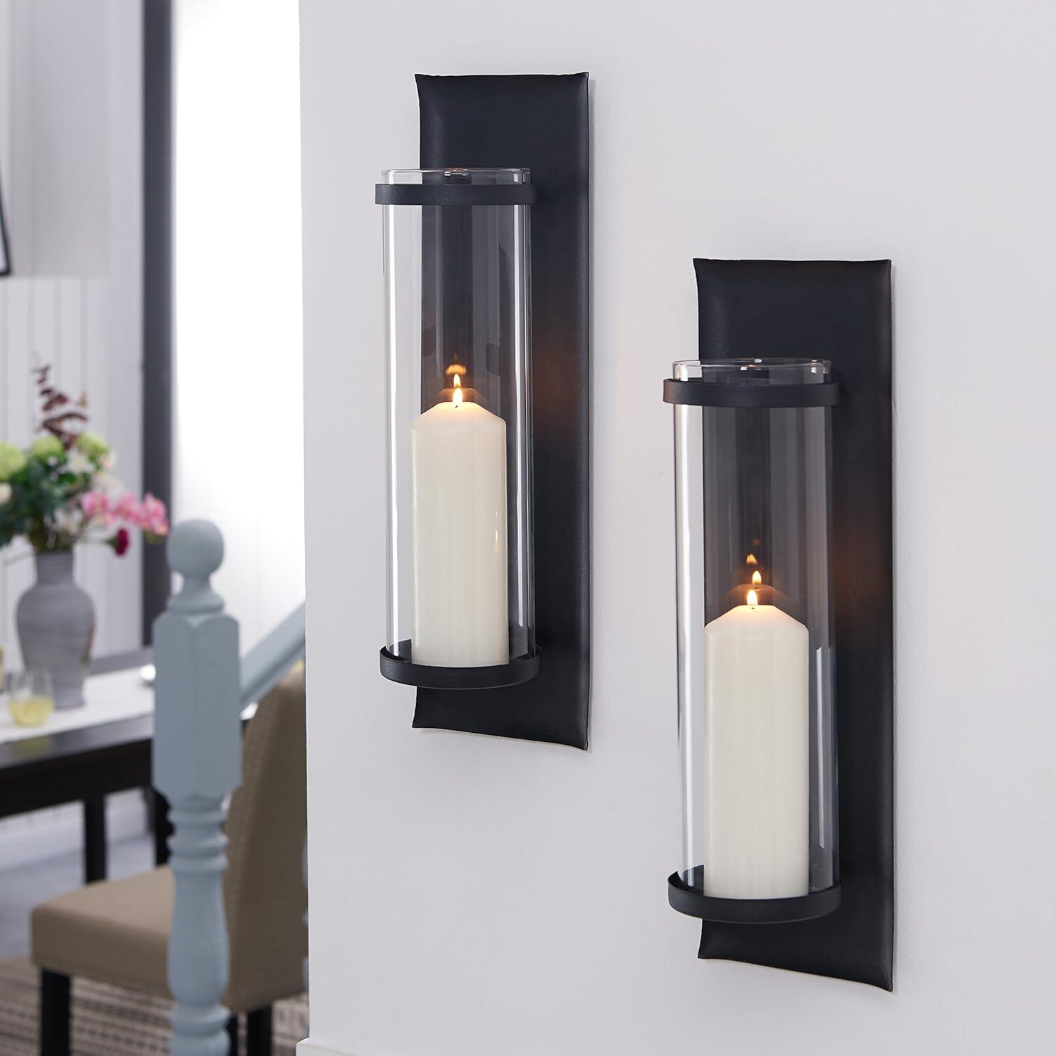 Gracie Oaks Kailun Metal and Glass Wall Sconce Candle Holder Set (Set of 2)