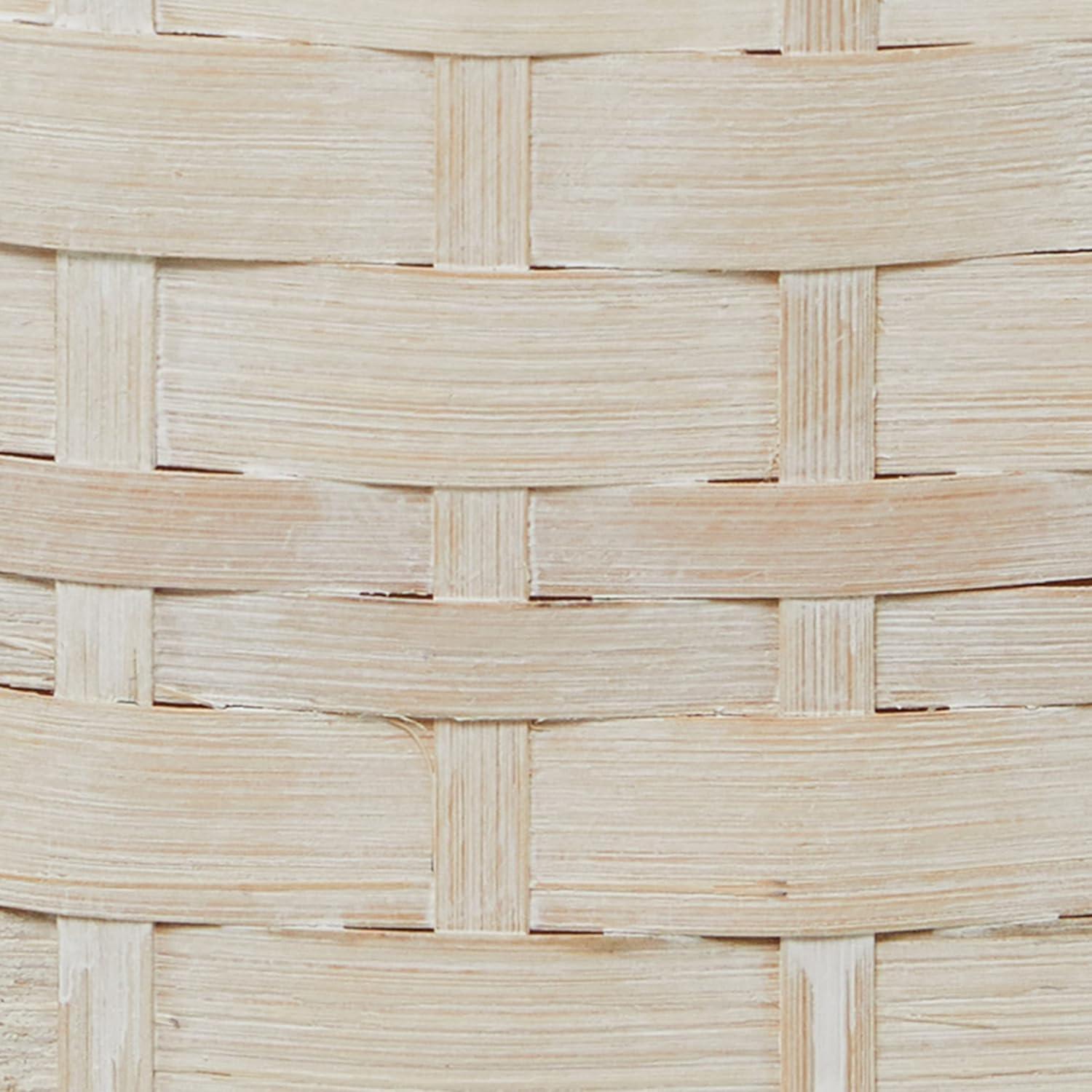 Studio 350 Florero Alto de Piso de Madera de Bambú Intrincadamente Tejido - Blanco O Marrón Blanco - 9"W, 48"H