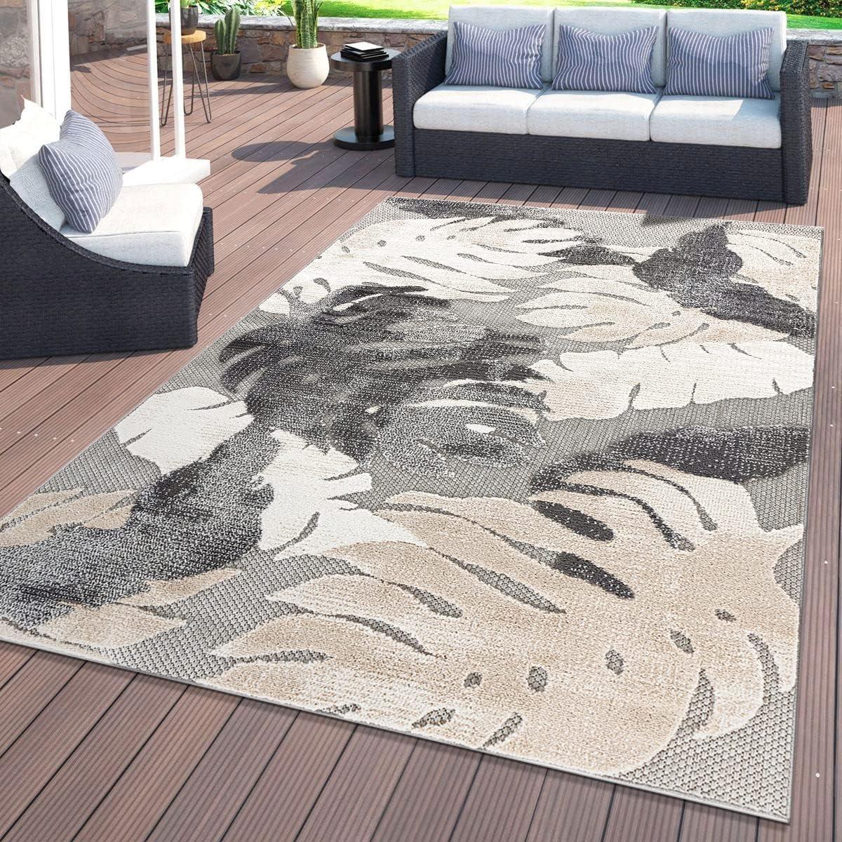 World Rug Gallery Arles Palm Floral Leaves Indoor/Outdoor Area Rug