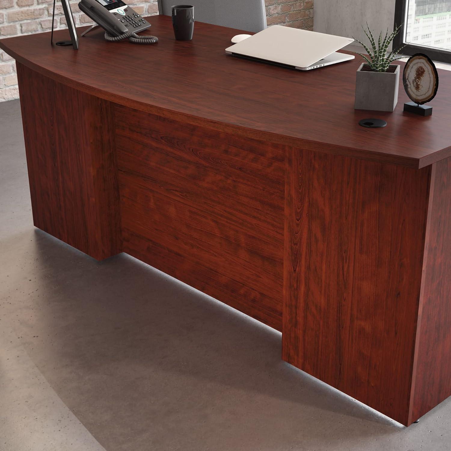 Classic Cherry Wood Executive Desk with Drawer and Filing Cabinet