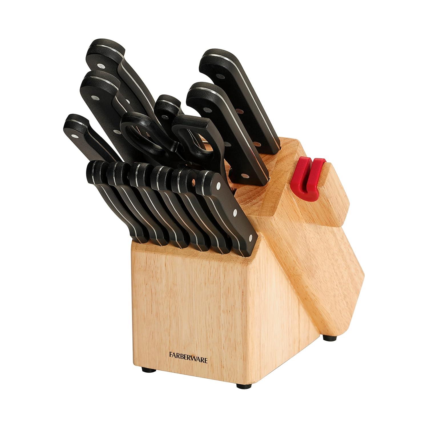 Farberware Farberware Edgekeeper 14-Piece Triple-Rivet Knife Block Set with Built-In Sharpener