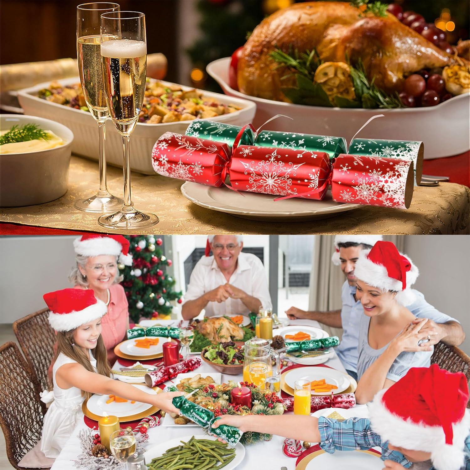 Fun Little Toys 12 PCS Christmas Cracker red and green snow flake