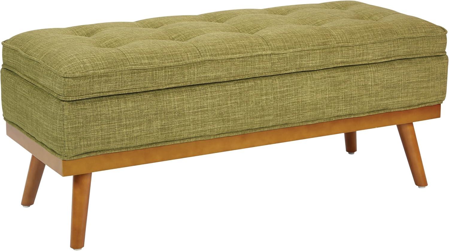 Katheryn Storage Bench Green - OSP Home Furnishings: Mid-Century Modern Ottoman, Plywood Frame, Polyester Upholstery