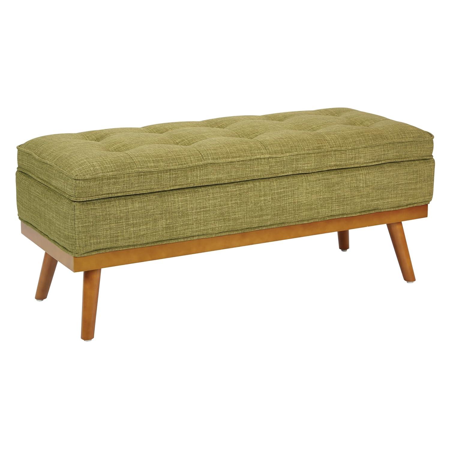 Katheryn Storage Bench Green - OSP Home Furnishings: Mid-Century Modern Ottoman, Plywood Frame, Polyester Upholstery
