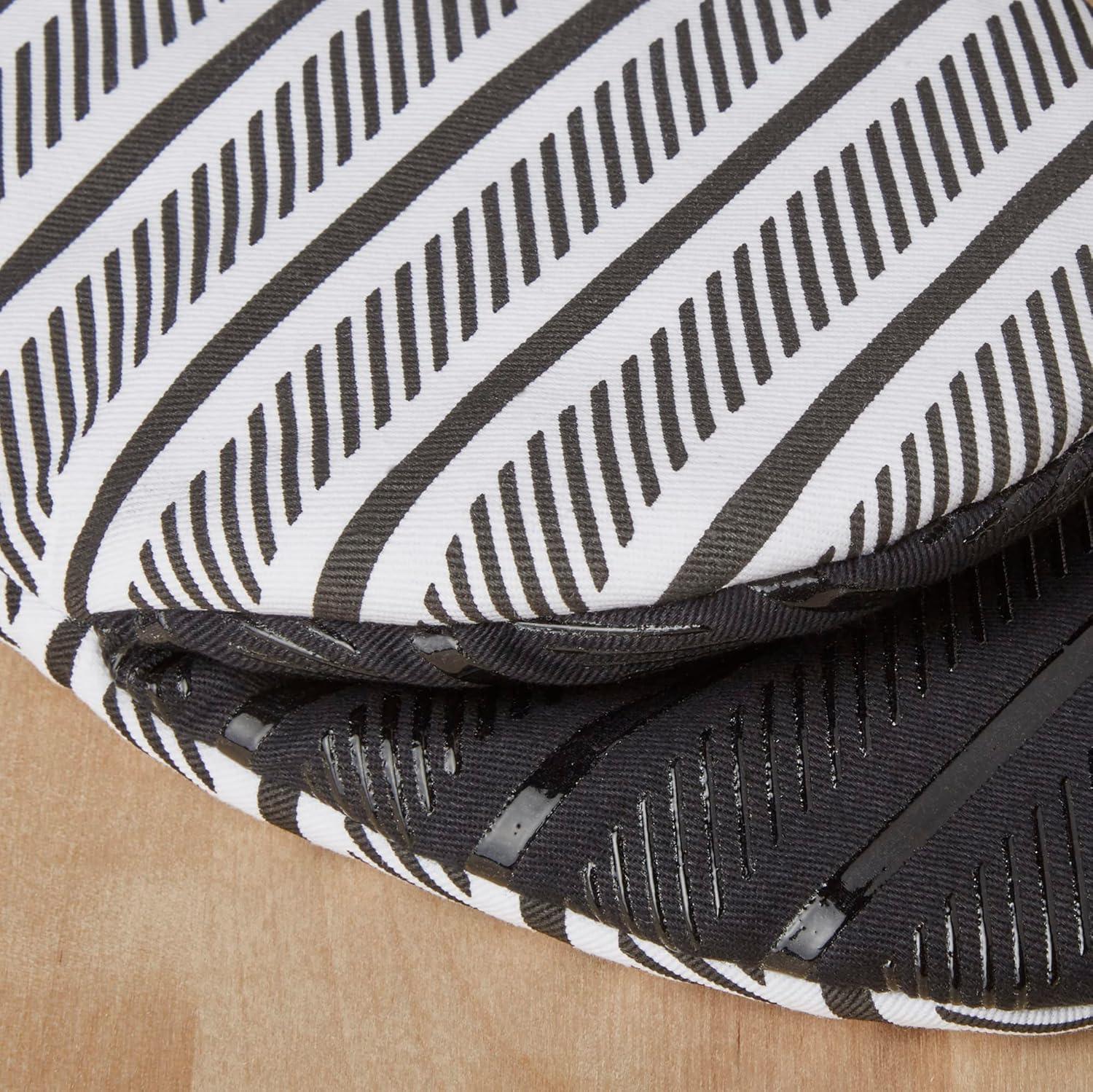 Black and White Striped Silicone Oven Mitt Set