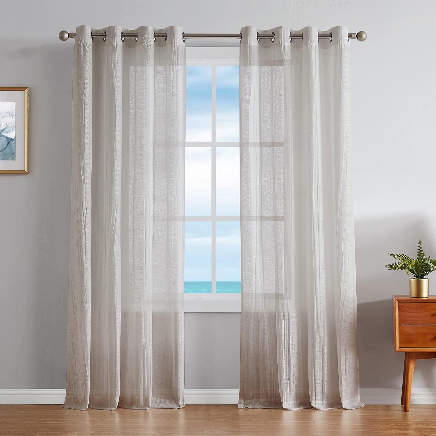 Nautica Cordelia Crushed Sheer Window Curtains (Set of 2)