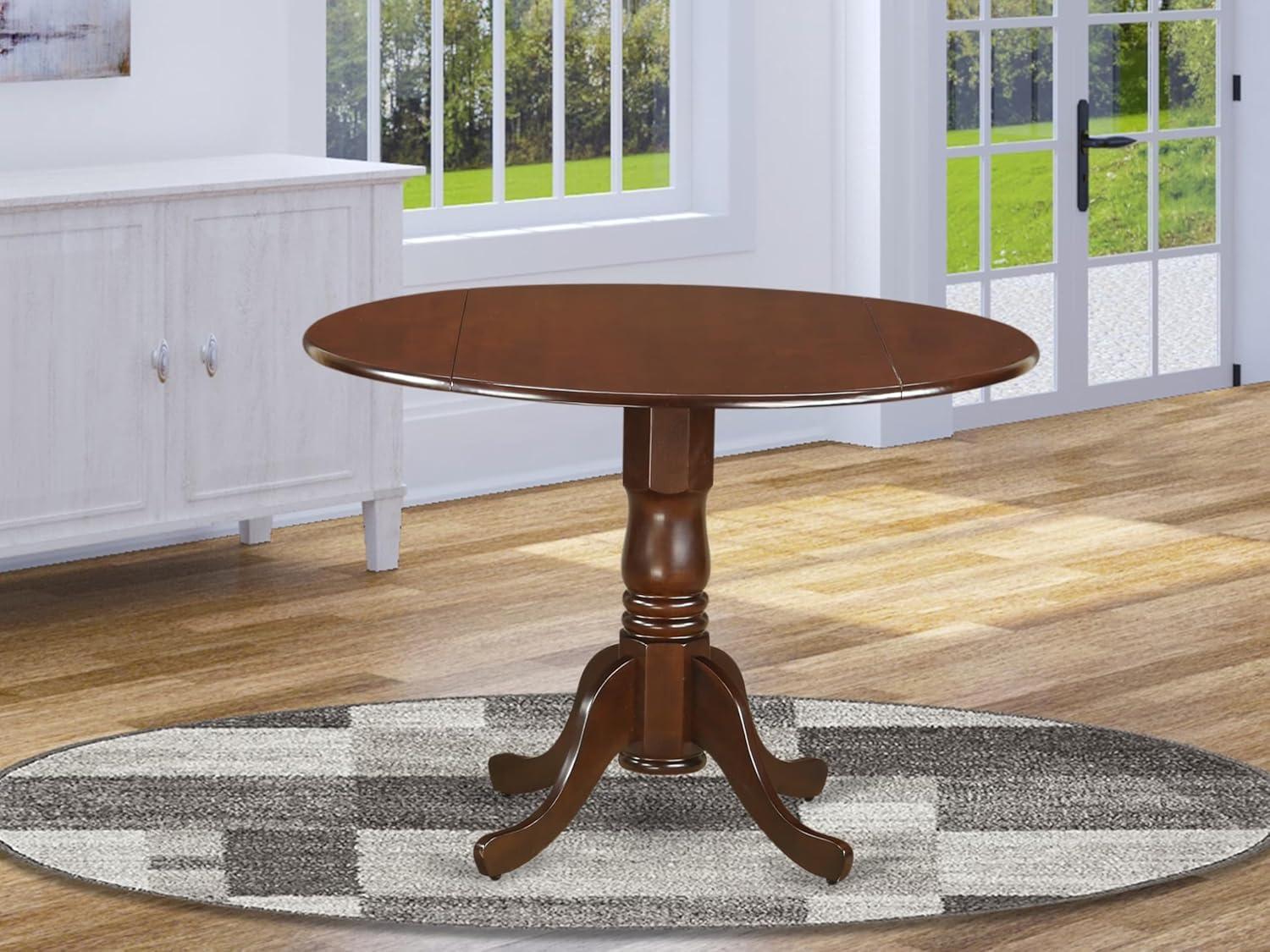 East West Furniture,Dublin Round Table With Two 9" Drop Leaves In A Mahogany Finish
