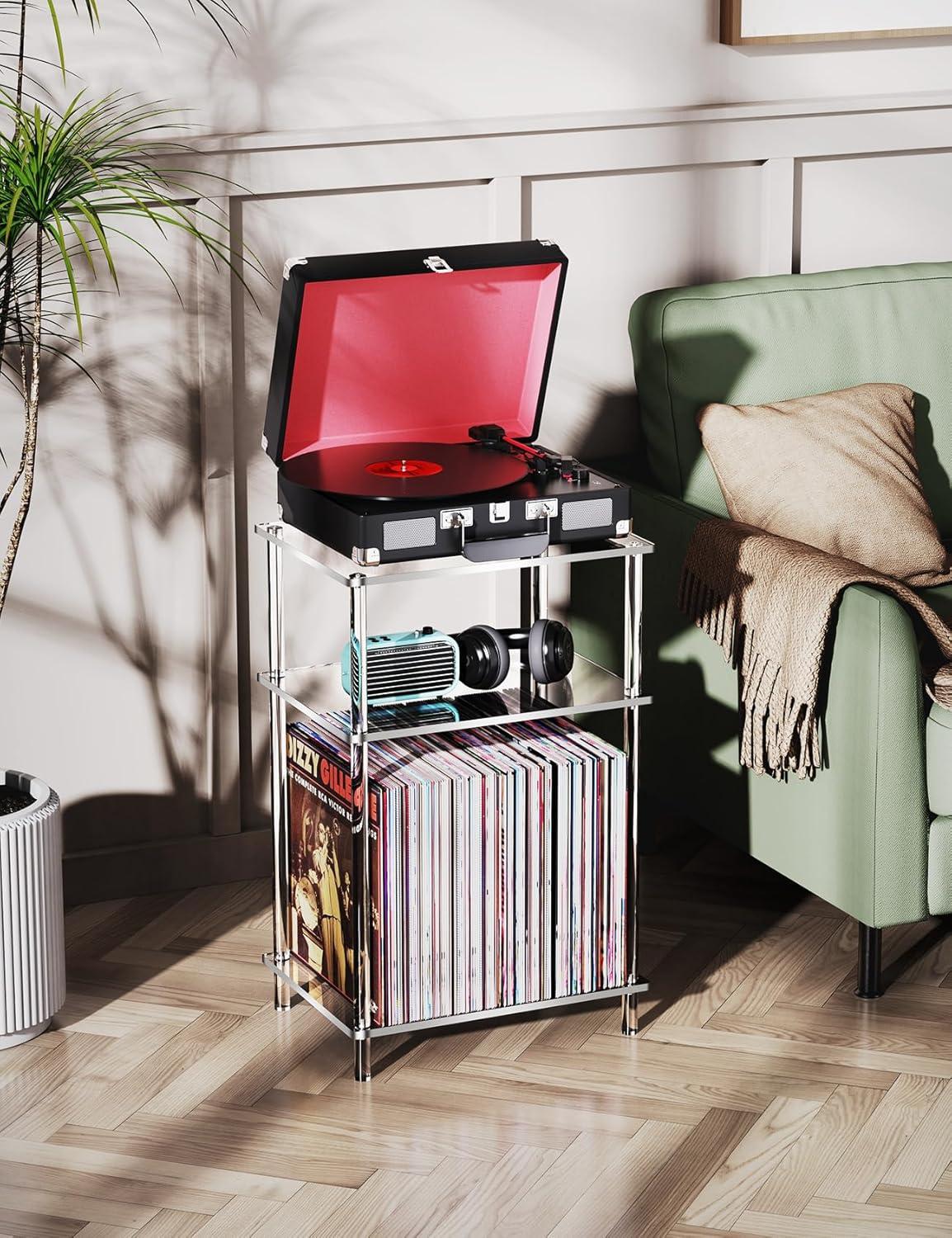 Clear Acrylic 3-Tier Rectangular Side Table