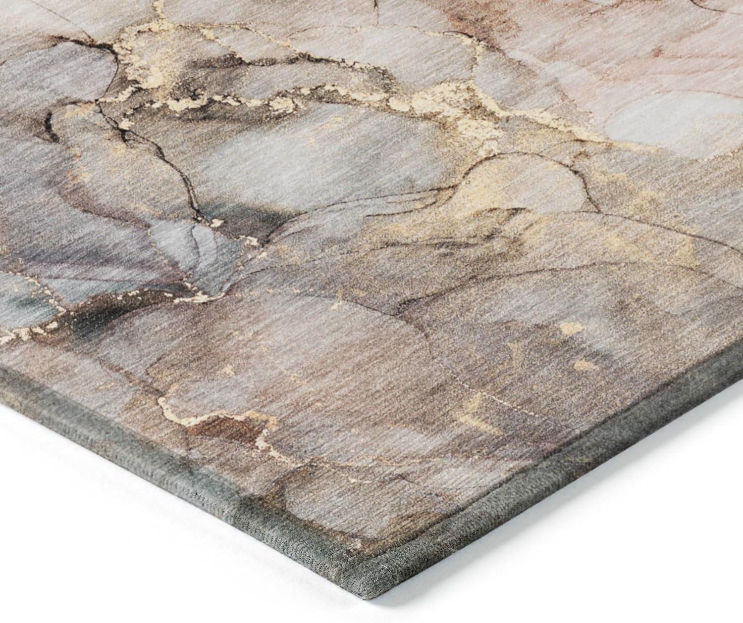 Beige and Multicolor Synthetic 8' x 10' Washable Area Rug