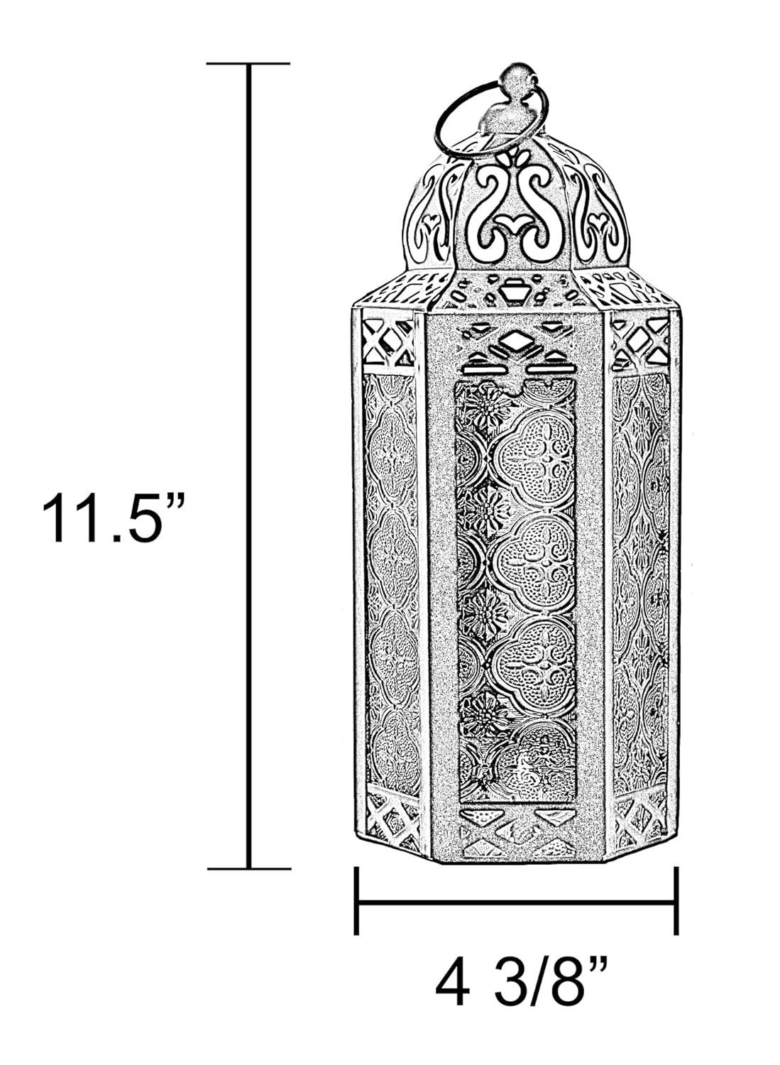 VELA LANTERNS 10.5" Purple Gothic Moroccan Candle Lantern Decorative Candle Holder Lamp for Table or Hanging, Ramadan Decorations, Indoor Home Room Halloween Decor, Outdoor Patio or Porch, Medium