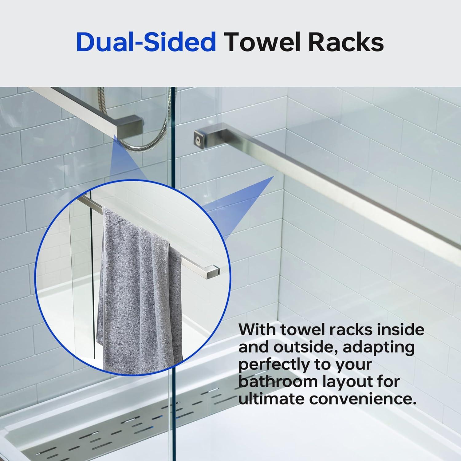 WoodBridge 56-60X62" Double Sliding Tub Door with 3/8" Thickened Upgrade Tempered Glass | Stainless Steel Hardware | Safe, Explosion-Resistant, Clear & Stylish, Sturdy & Durable  SDD6062-B