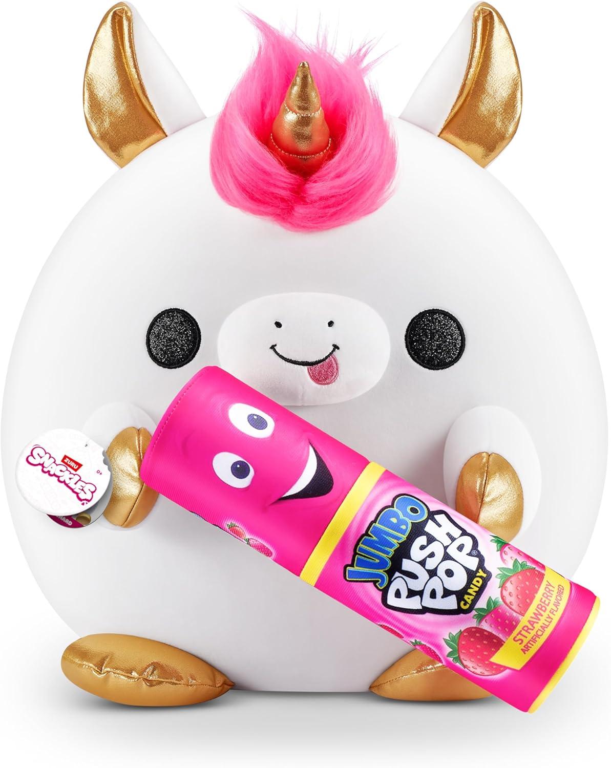 Snackles (Bazooka) Unicorn Super Sized 14 inch Plush by ZURU, Ultra Soft Plush, Collectible Plush with Real Licensed Brands, Stuffed Animal