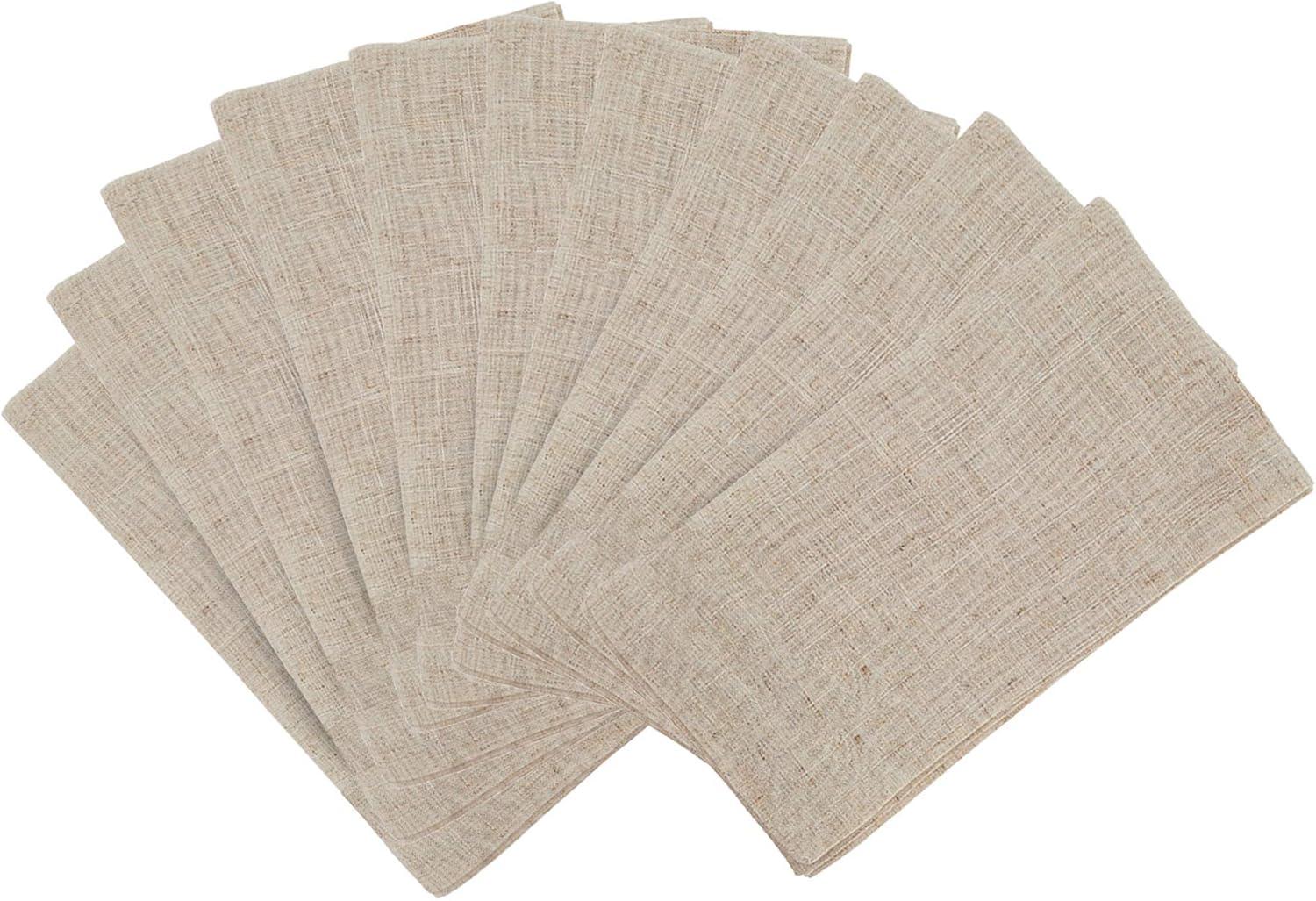 Natural Poly-Linen Blend Dinner Napkins Set of 12