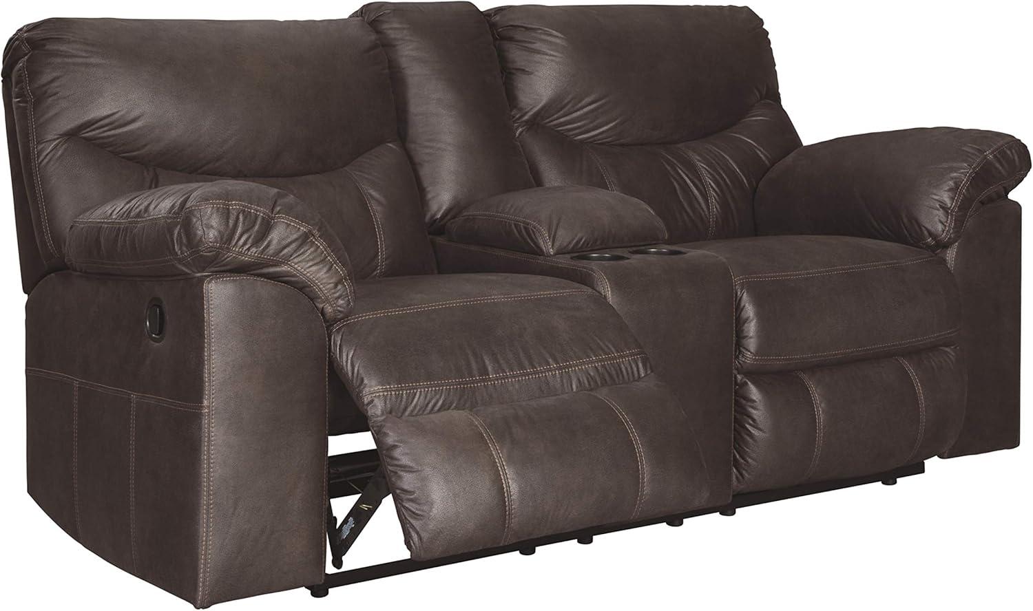 Signature Design by Ashley Boxberg Asiento Reclinable Doble con Consola, Teca