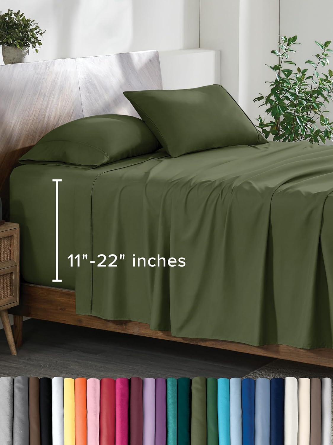 Queen Cypress 22 Inch Extra Deep Pocket Sheet Set, Double Brushed Microfiber Sheets by Bare Home