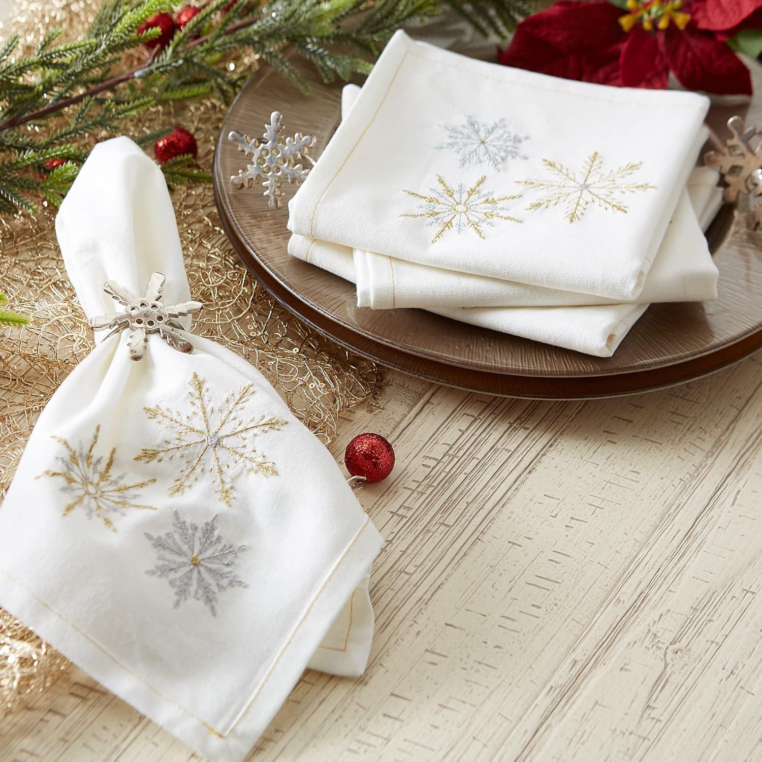 DII Sparkle Snowflakes Embroidered Napkin (Set of 6)